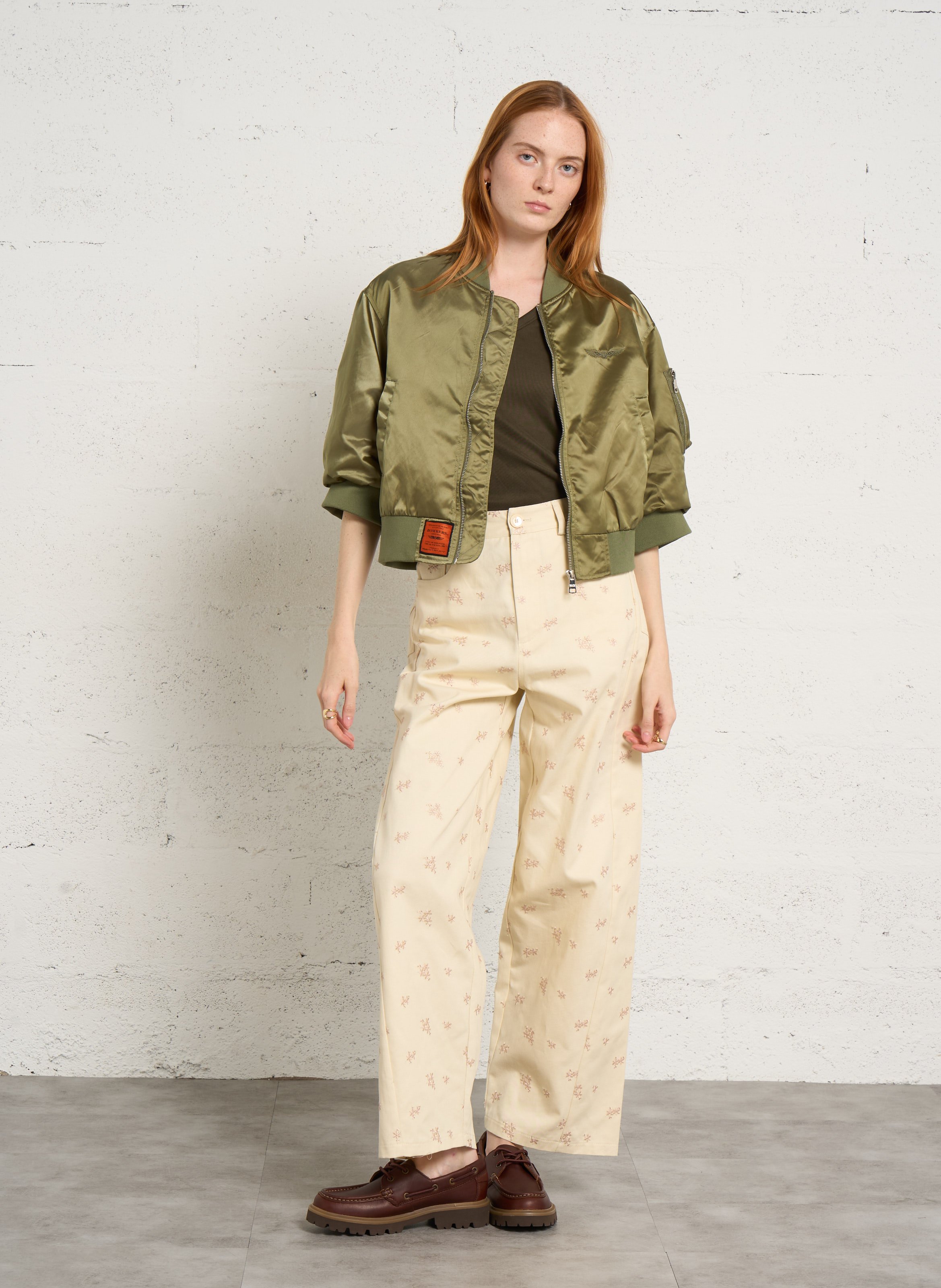 Rechte bomberjack met teddy kraag BOMBERS ORIGINAL Kaki