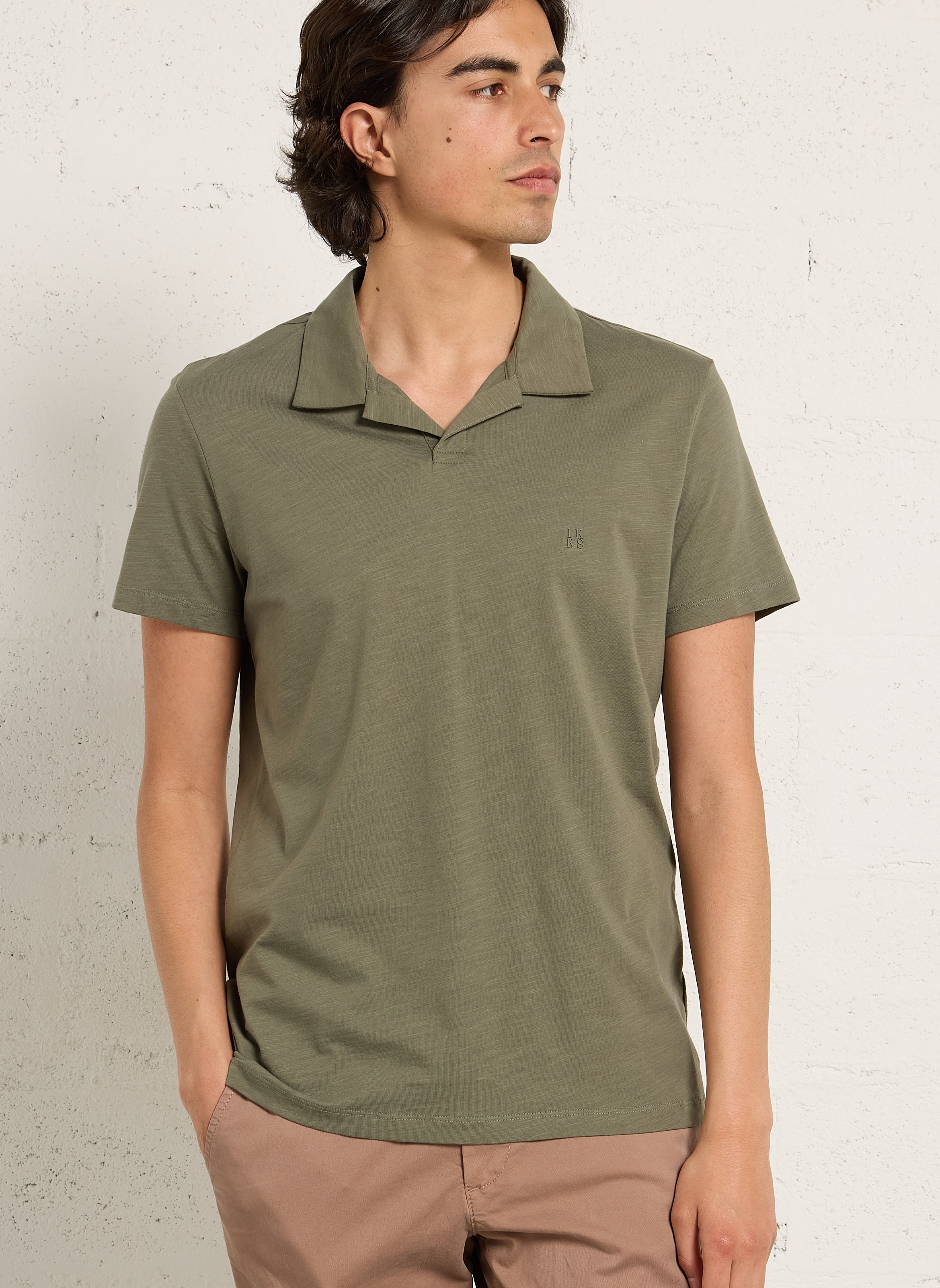 Polo de manga corta liso IKKS Caqui