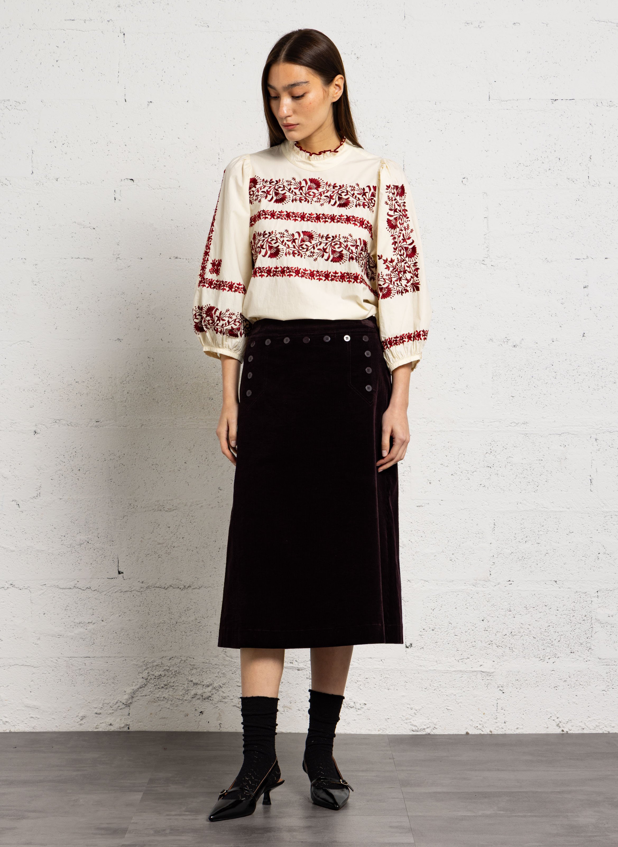 Loose-fit cotton top ANTIK BATIK White