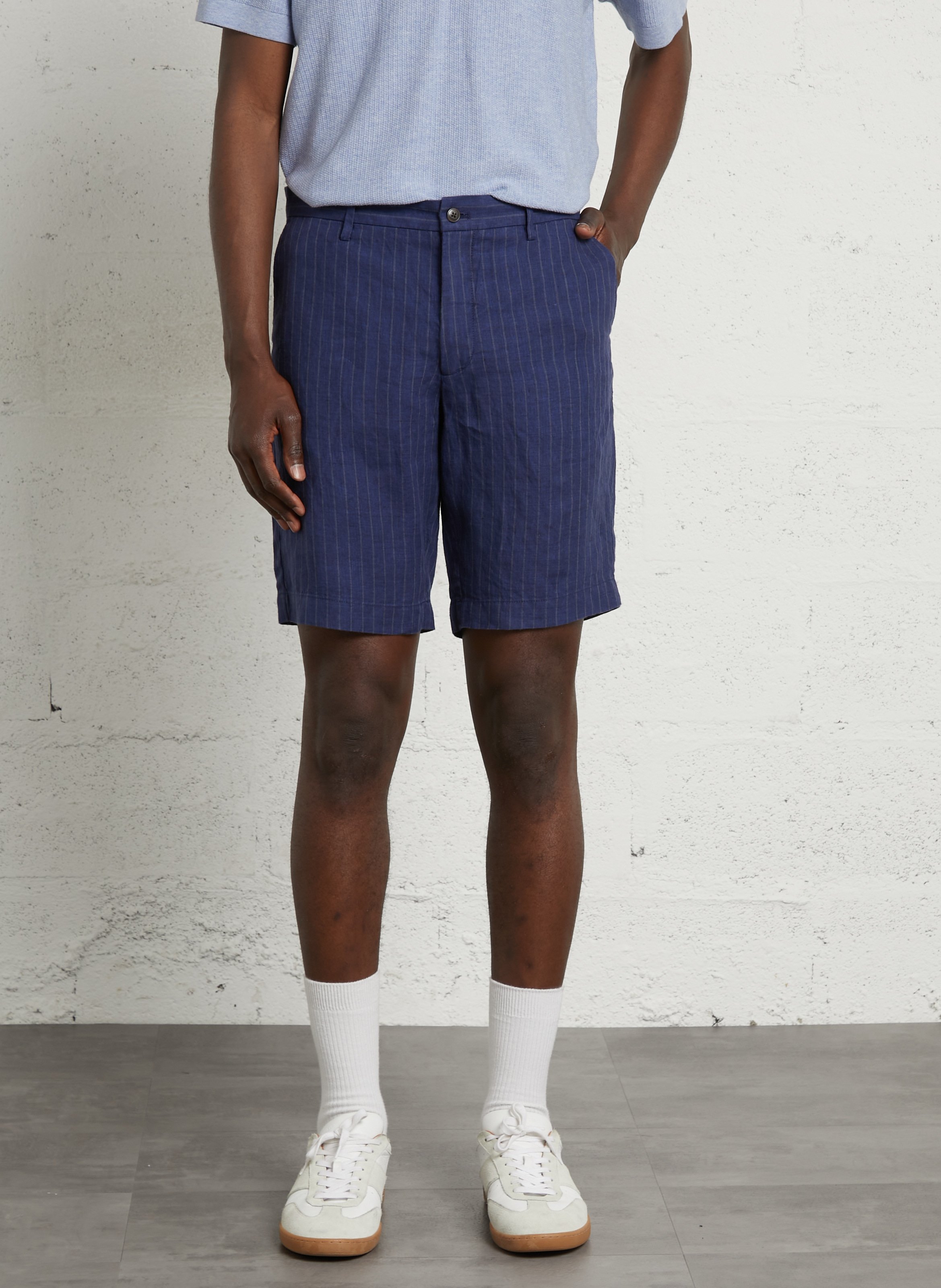 Short droit en lin HACKETT Bleu