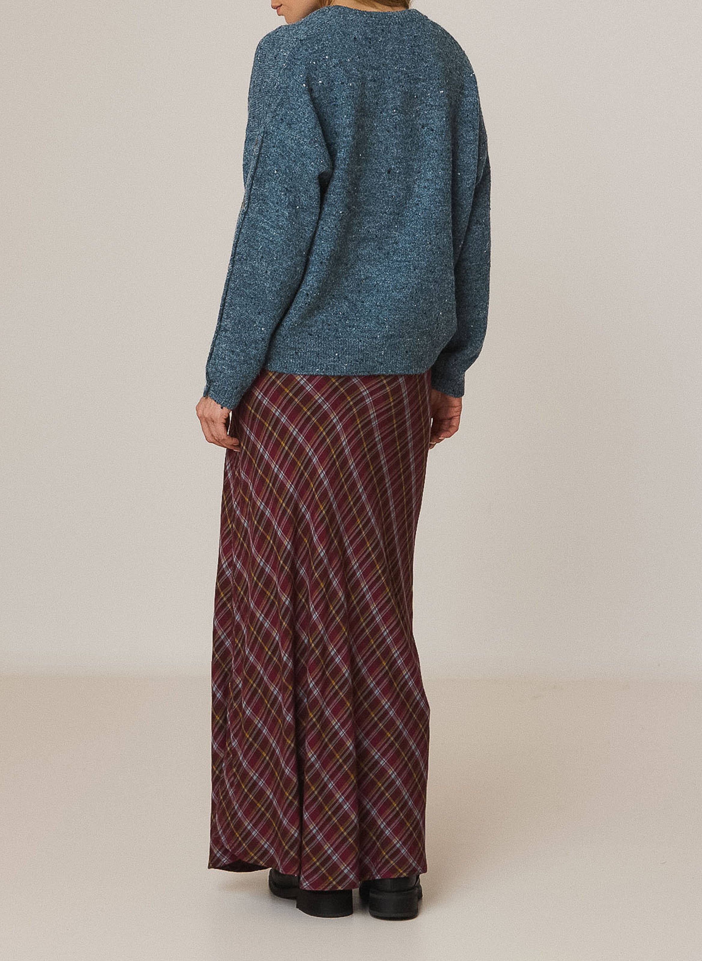 Flared long plaid skirt INDI & COLD Red