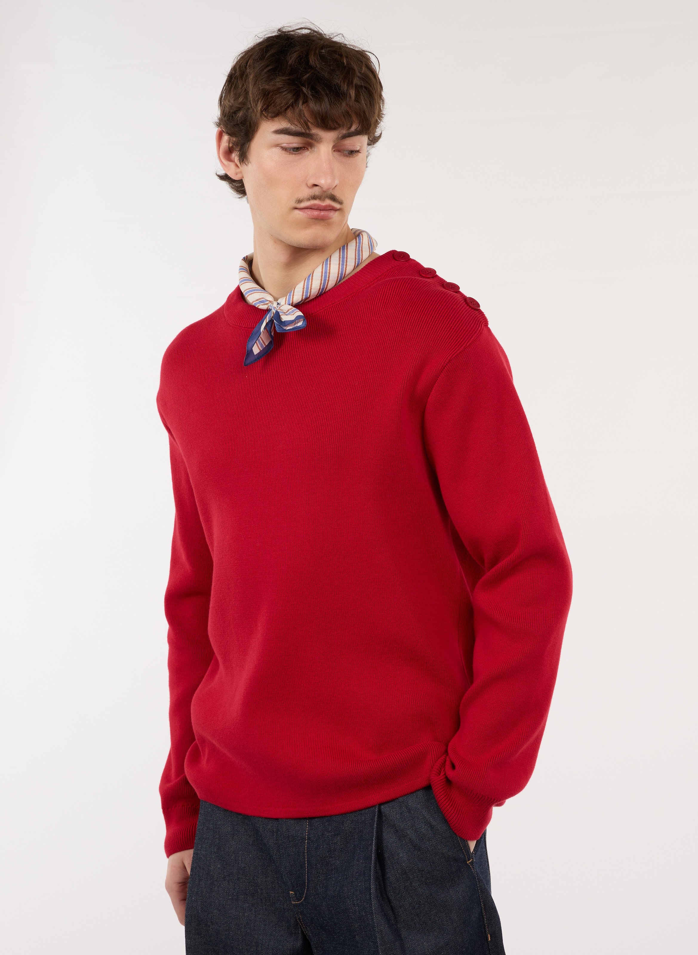 Gerader Rundhals-Pullover aus Baumwolle SAISON 1865 Rot