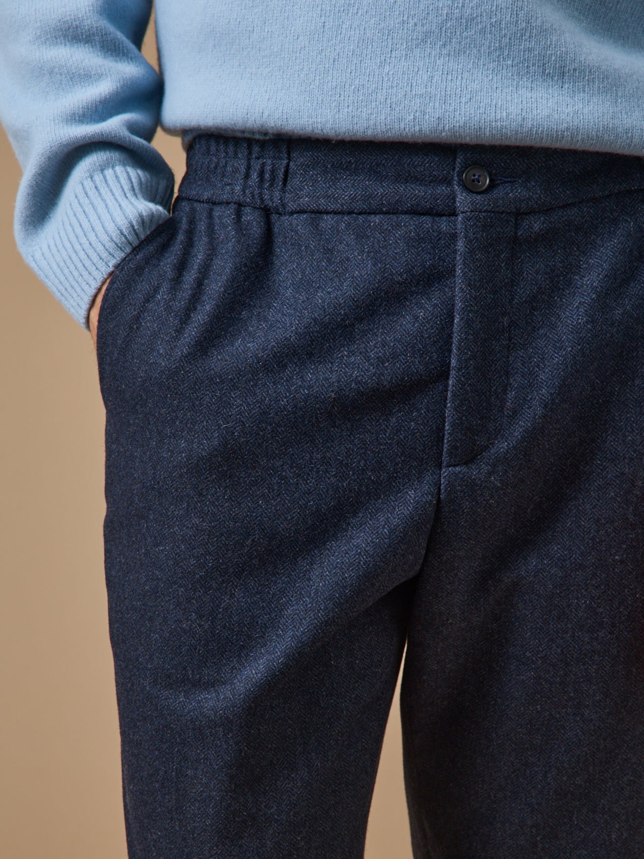 Elasticated Waist Wool Pants CYRILLUS Blue