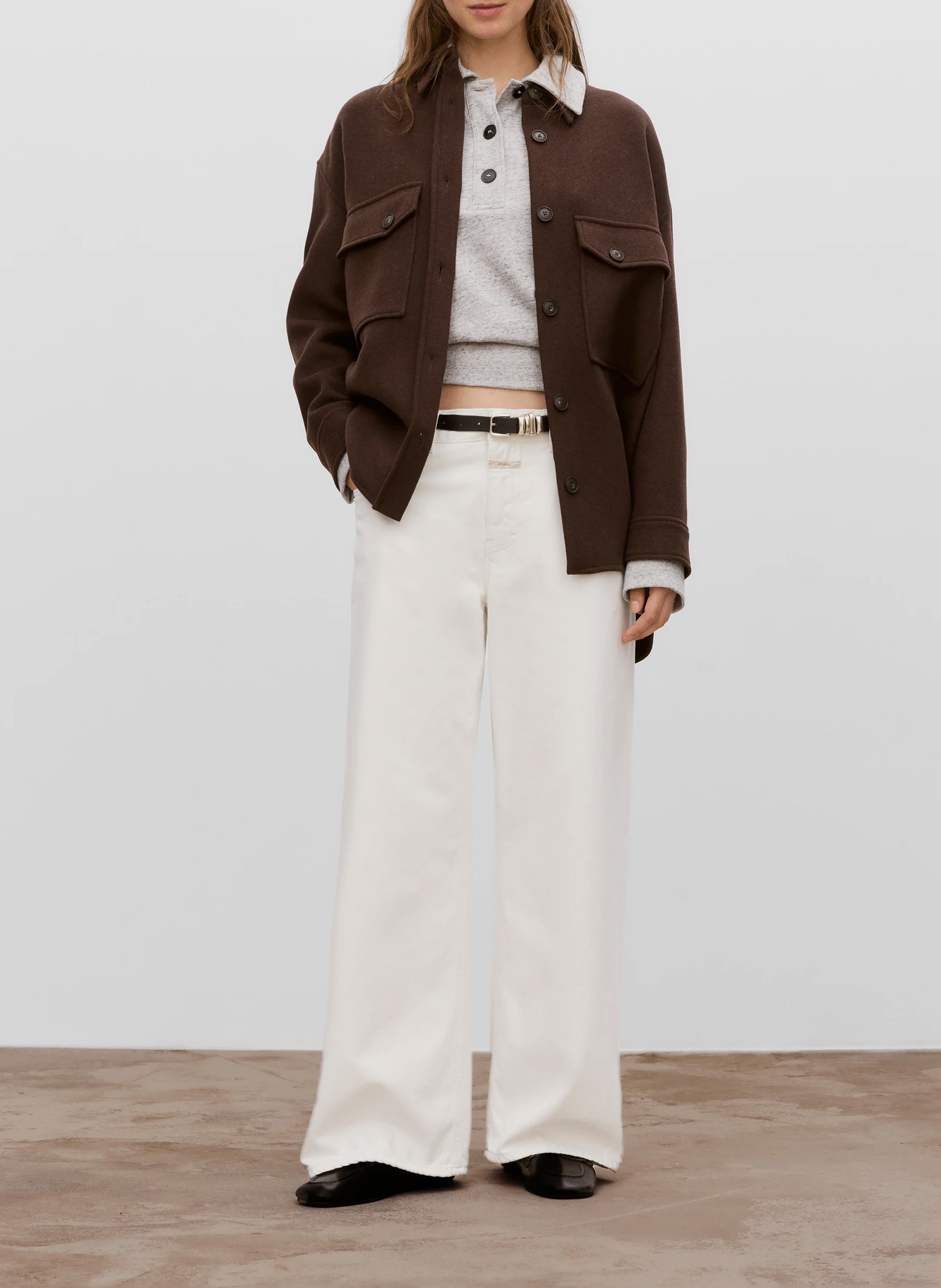 Wide-leg cotton jeans CLOSED Beige