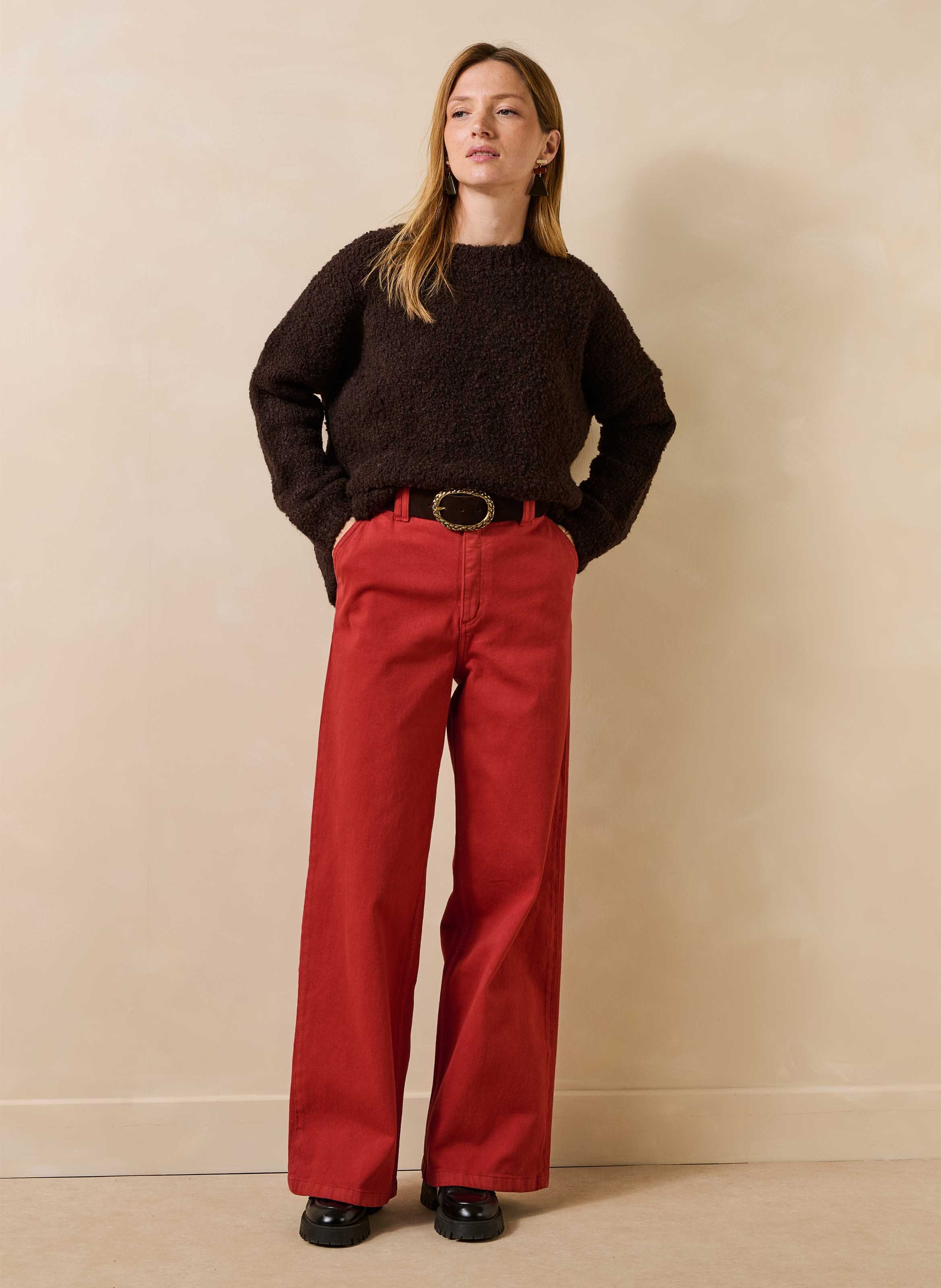 Pull oversize en laine mélangé LA FEE MARABOUTEE Marron