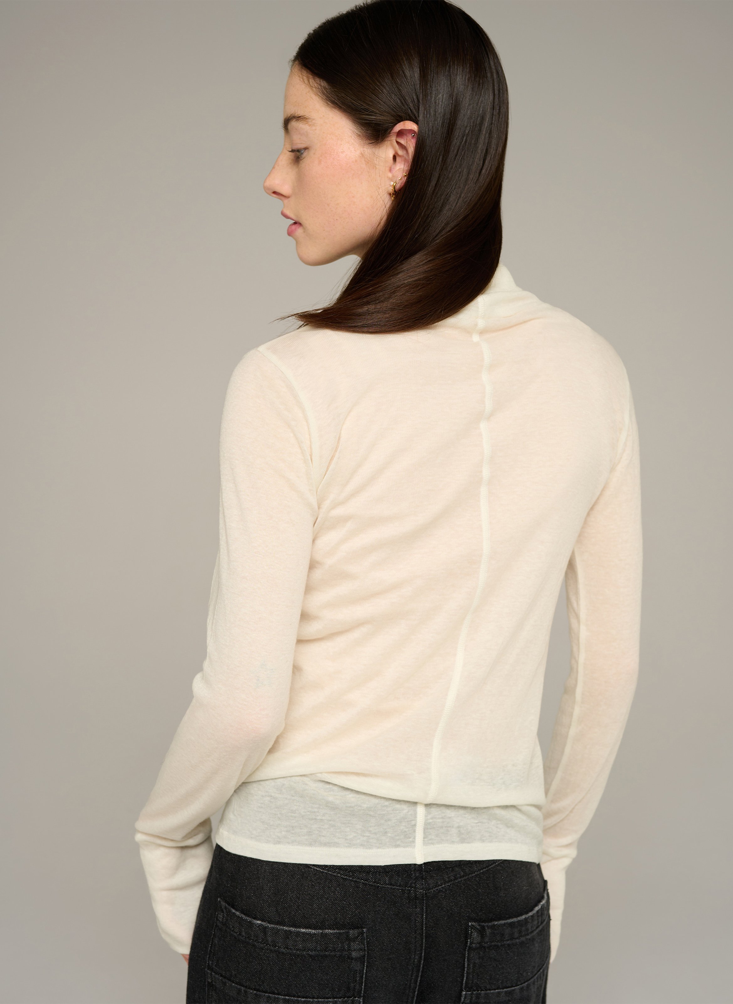 Langarm Rollkragen T-Shirt | Beige COTELAC ACOTE Damen