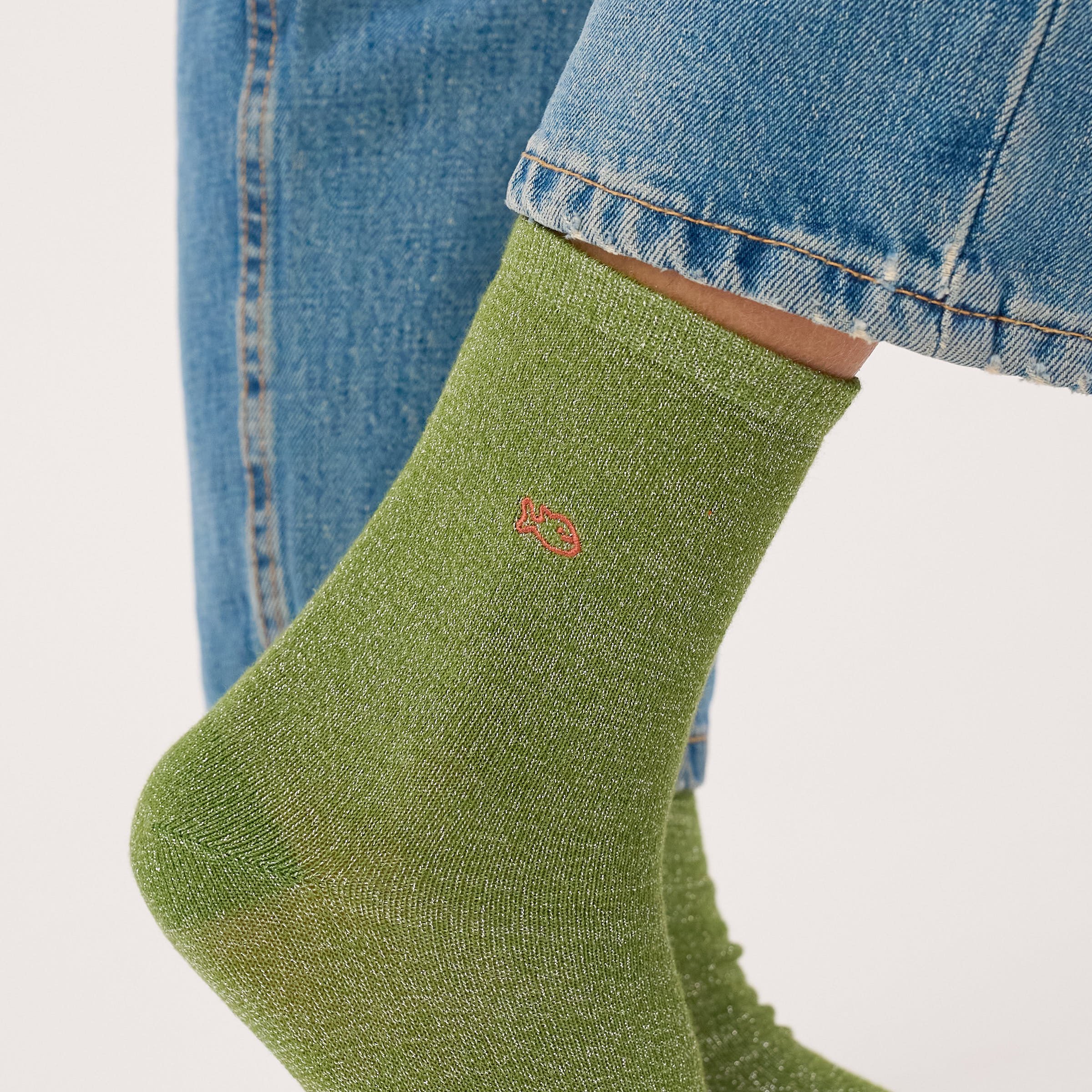 Solid Combed Cotton Glittery Socks | Green BILLYBELT Women