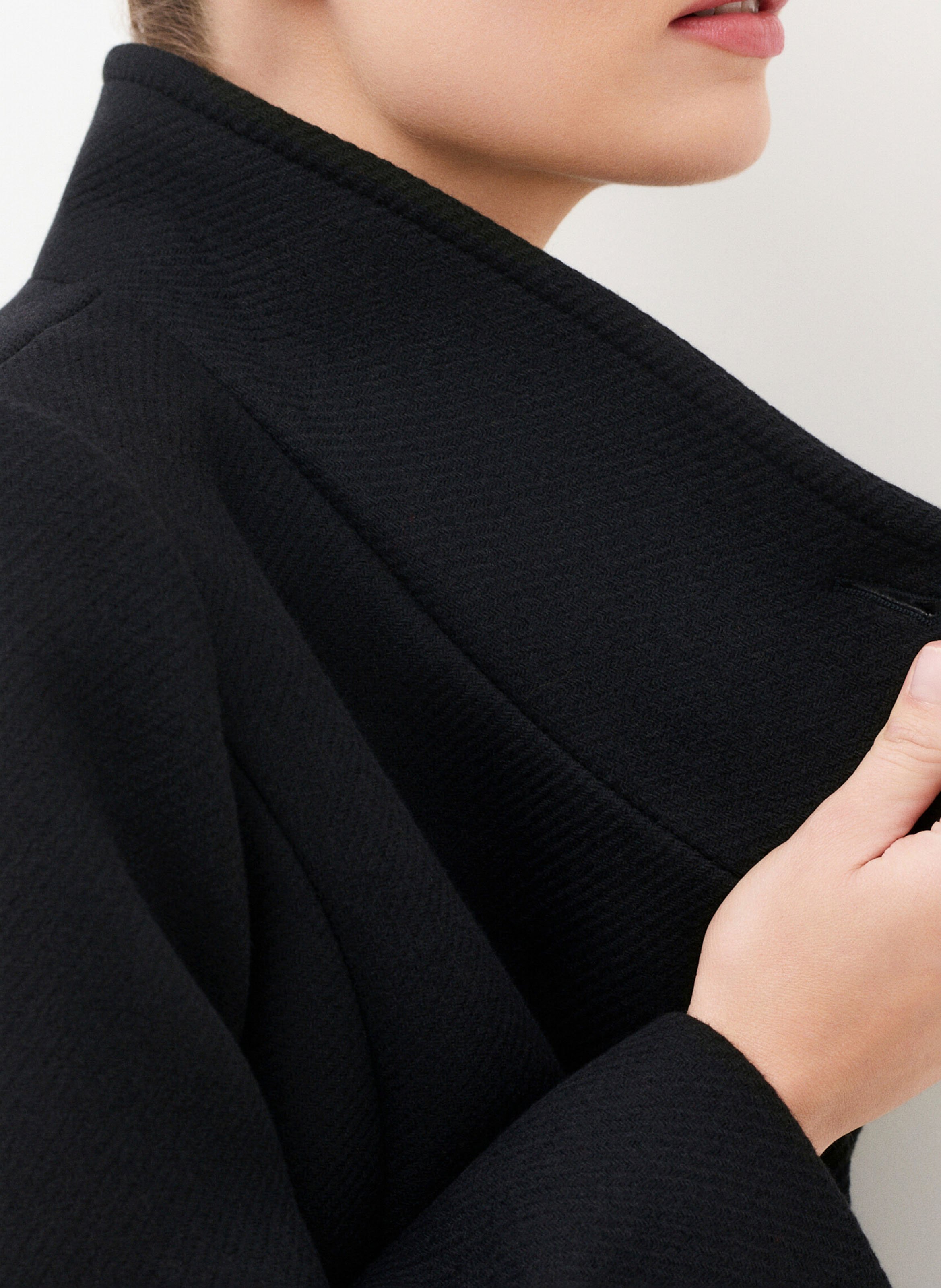Straight coat in recycled wool blend CAROLL Black