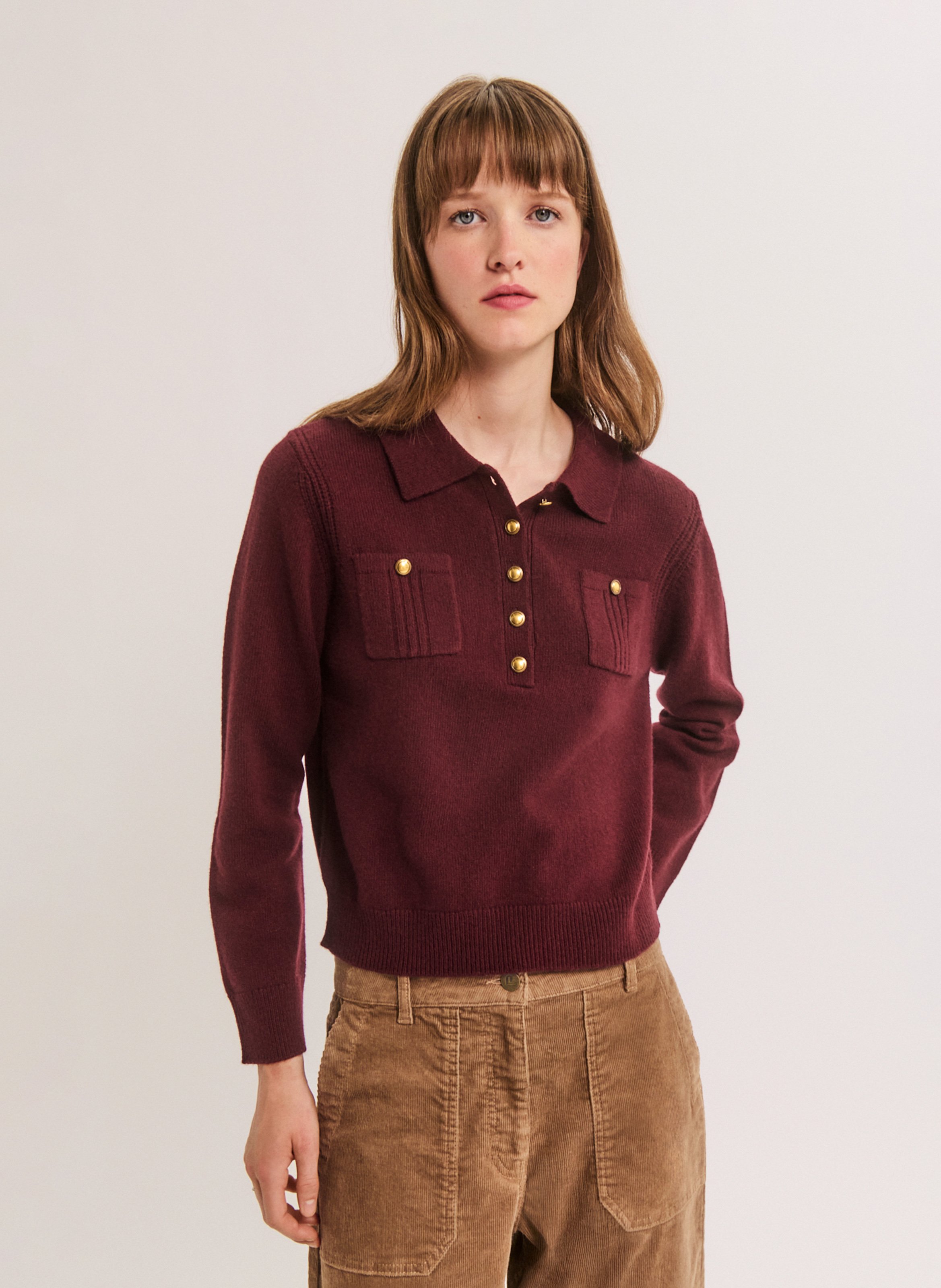 Pull droit en laine mélangée PABLO Rouge