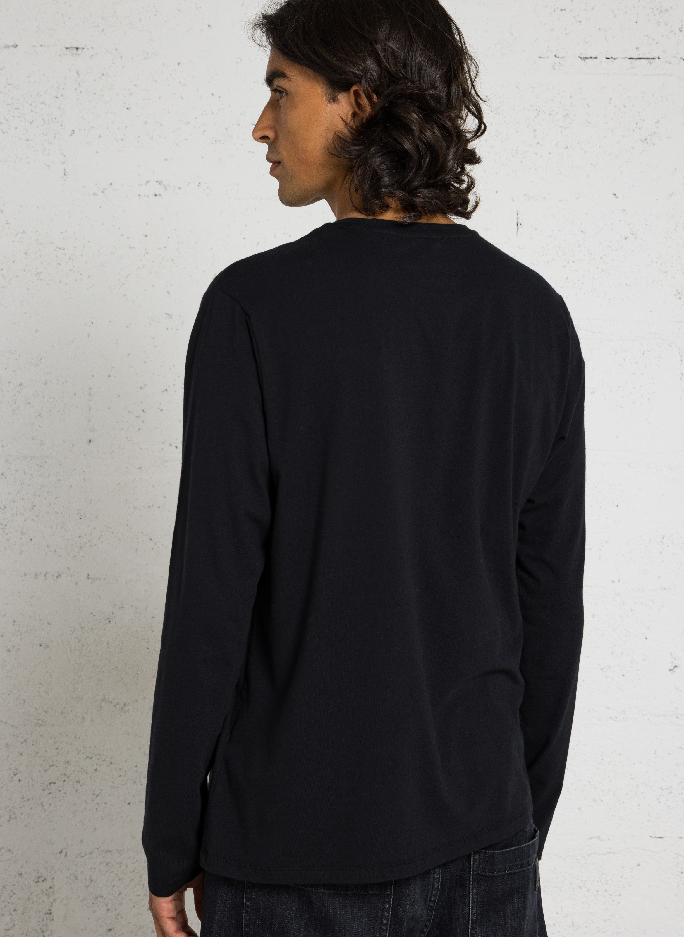 Gerade geschnittenes Rundhals-T-Shirt aus Bio-Baumwoll-Mix MAJESTIC FILATURES Schwarz