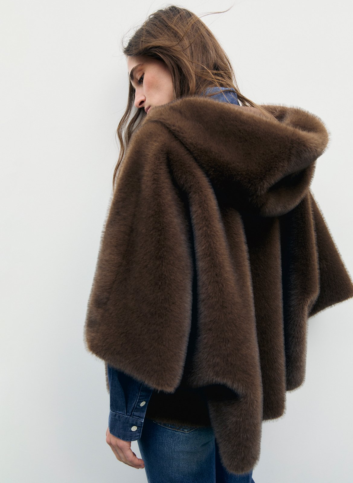 Oversized hooded cape GERARD DAREL Brown