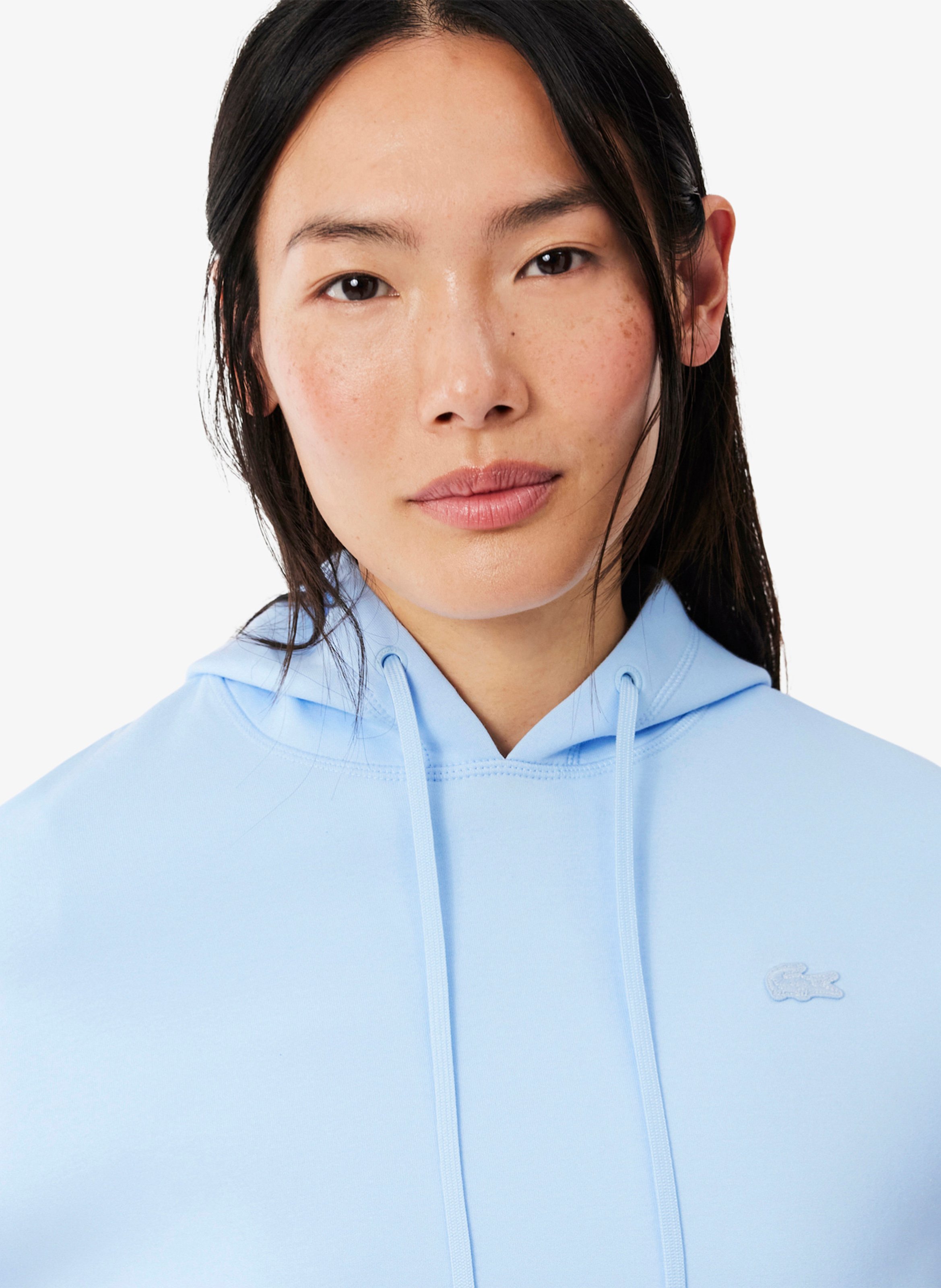 Oversized cotton-blend hoodie LACOSTE Blue