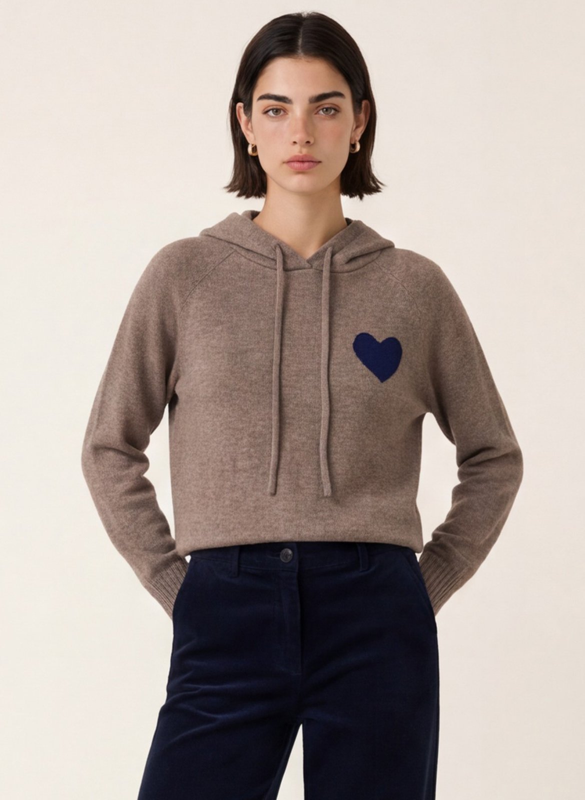 Pull à capuche droit en laine mélangée KOOKAI Marron