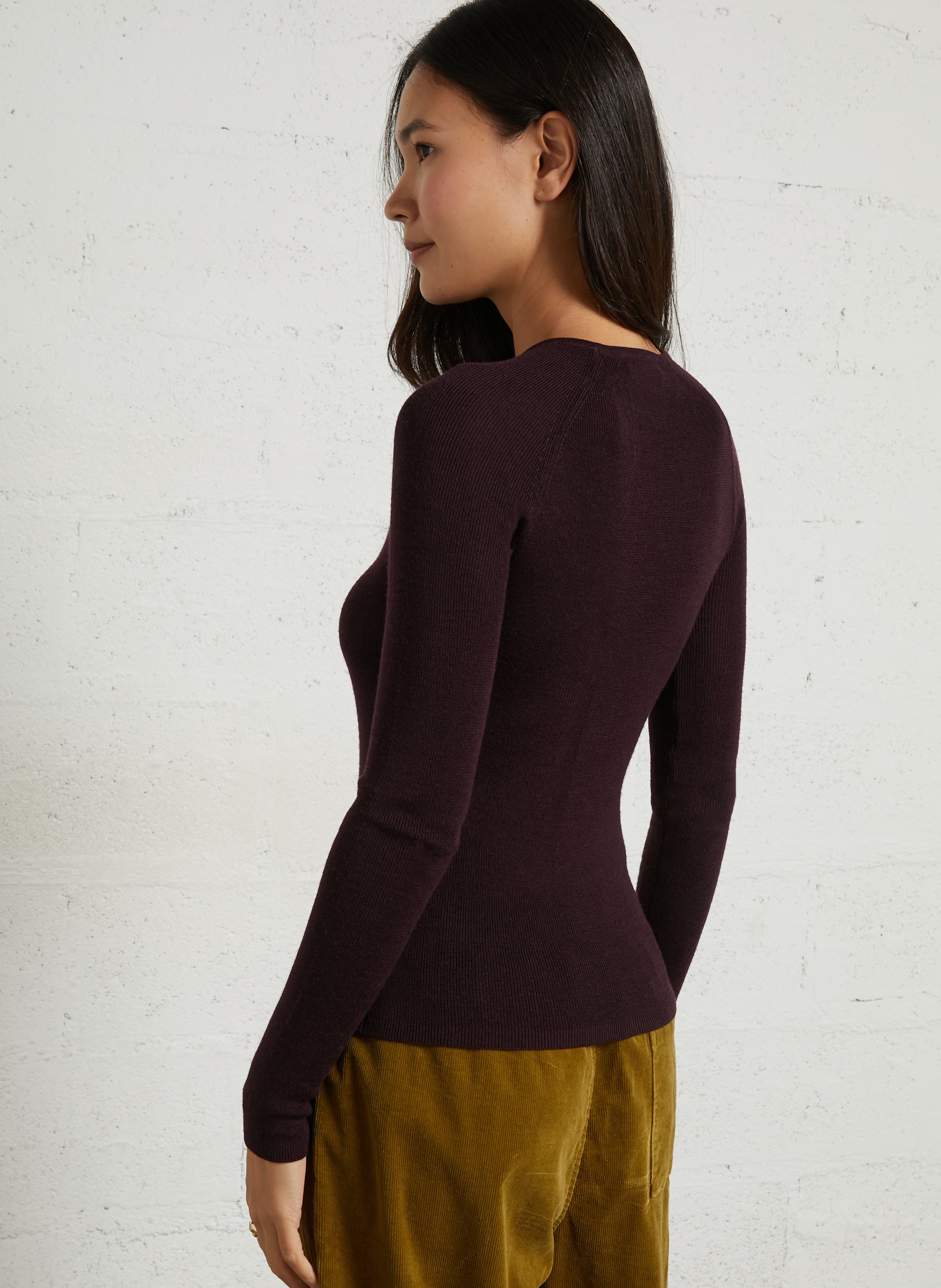Round-neck wool-blend top MAJESTIC FILATURES Plums
