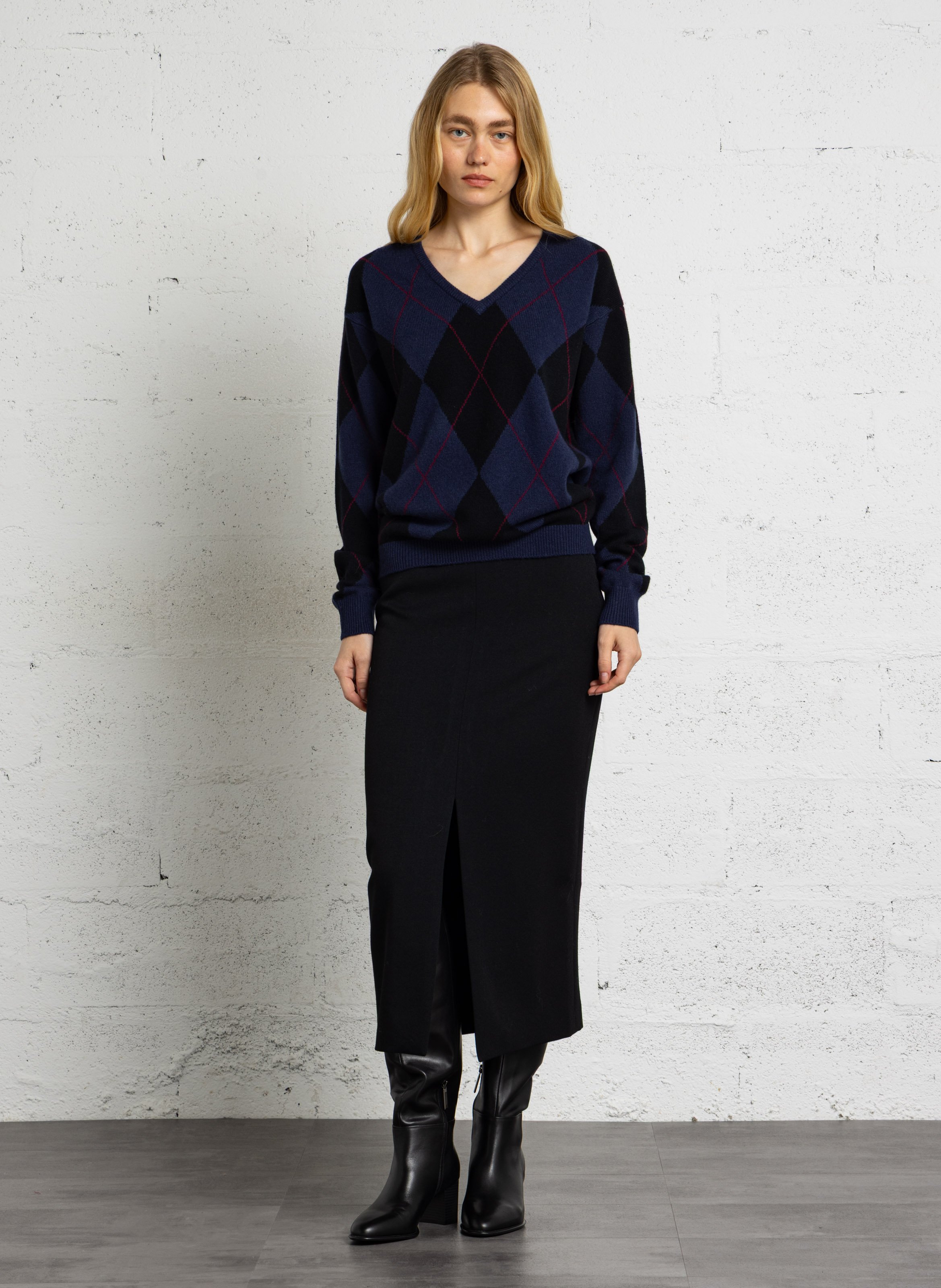 Straight-fit trousers in wool tartan check LAURENCE BRAS Blue
