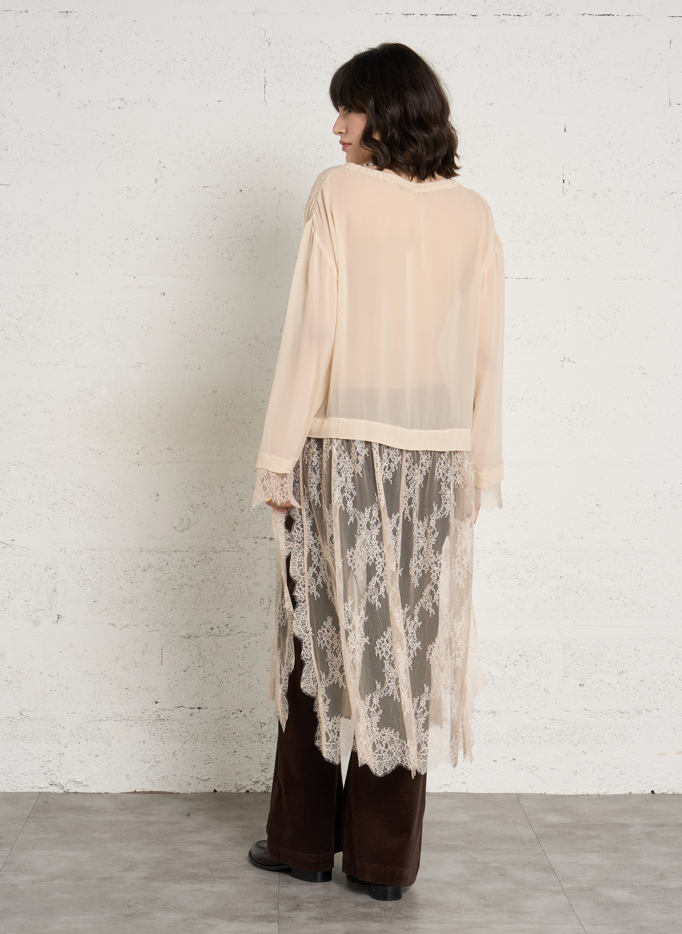 Lange, wijde jurk met kant LIU JO Beige