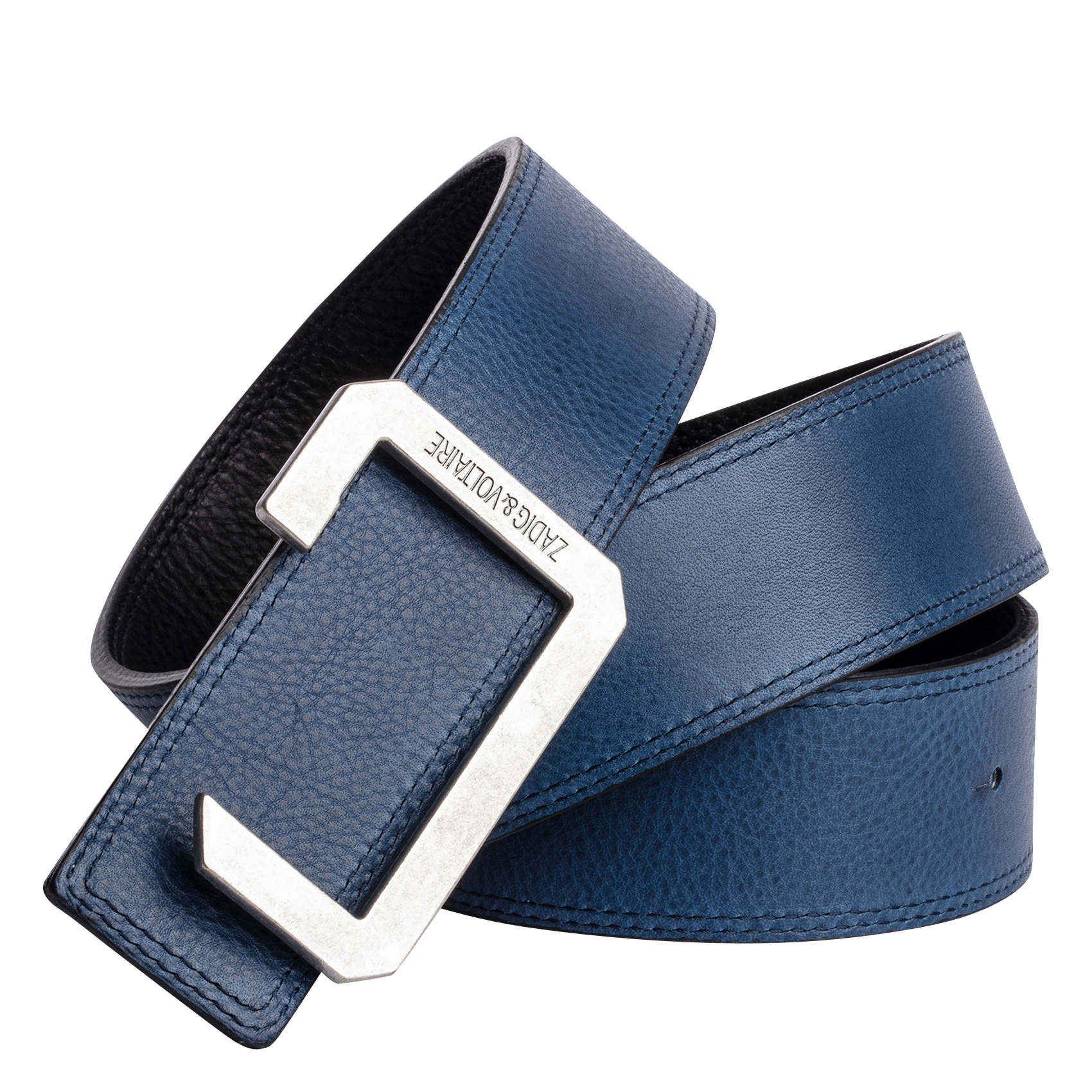 Leather belt with reversible buckle ZADIG&VOLTAIRE Blue