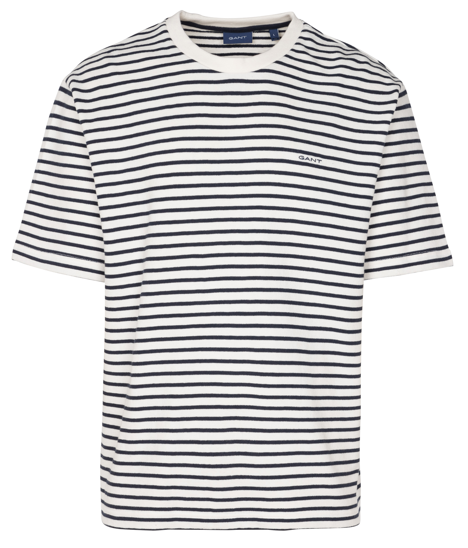 Tee-shirt col rond regular-fit rayé en coton  GANT Bleu
