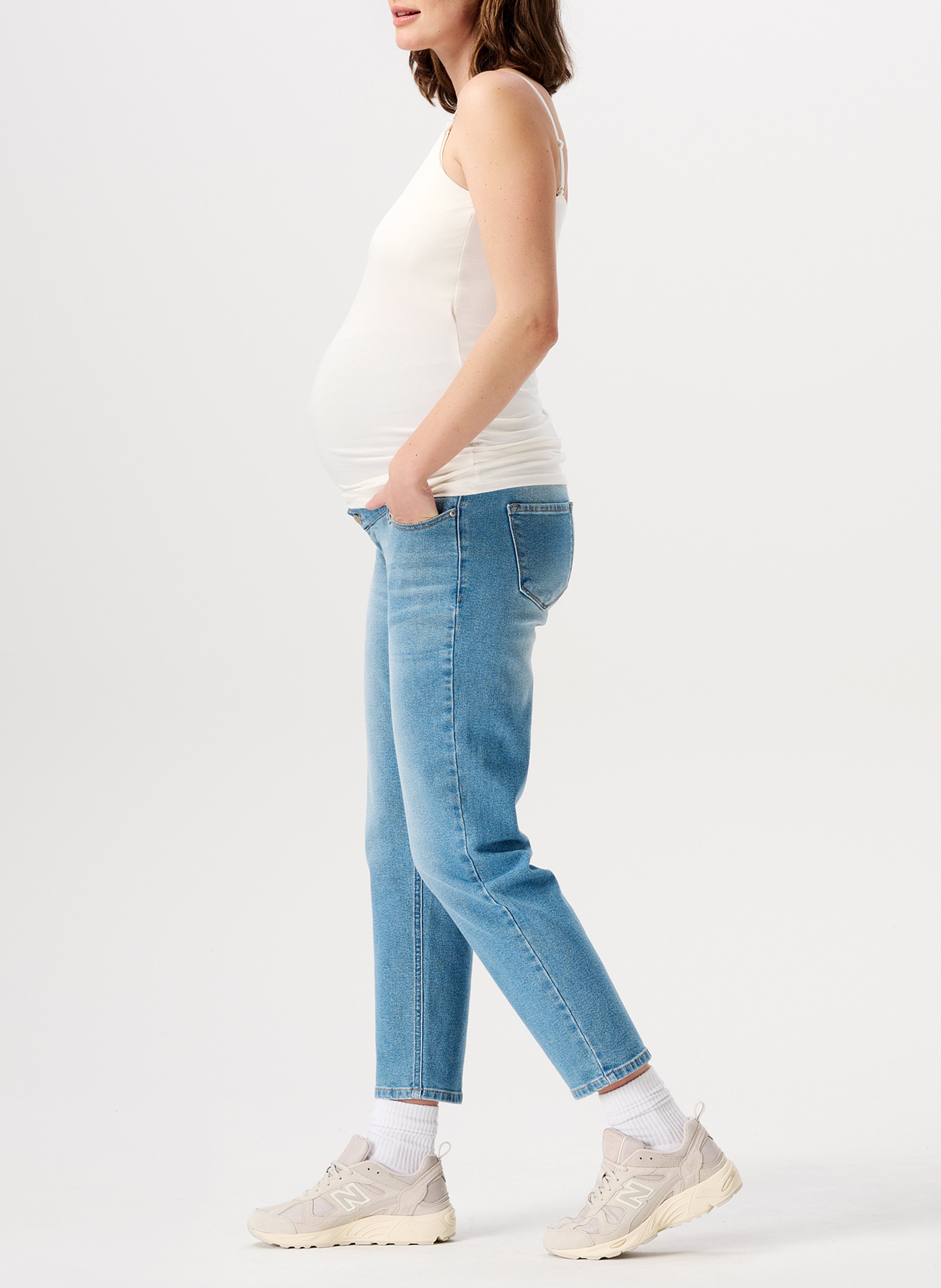 Stretch organic cotton nursing tank top NOPPIES White