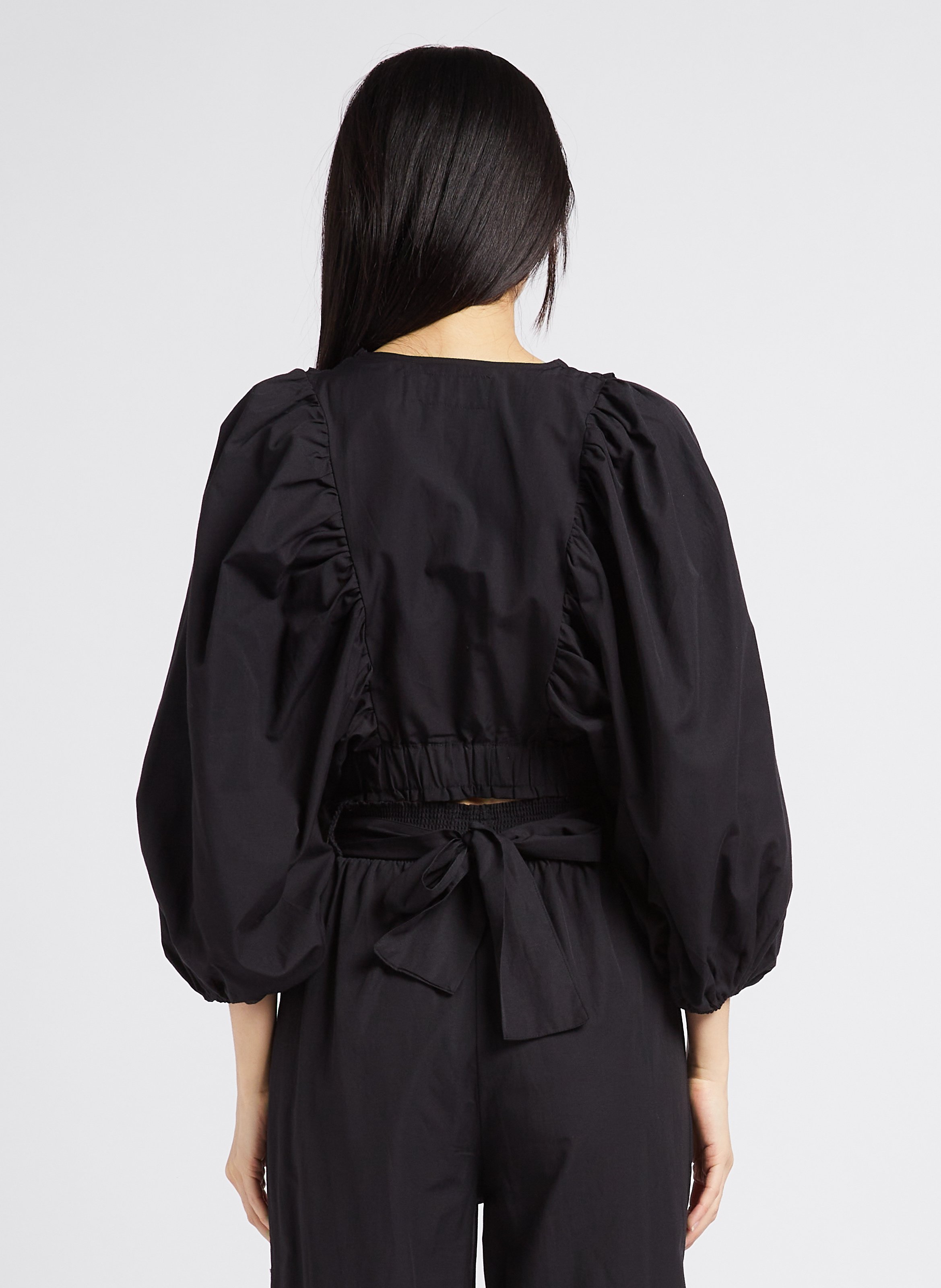 Top court encolure V en coton mélangé SUNDRESS Noir