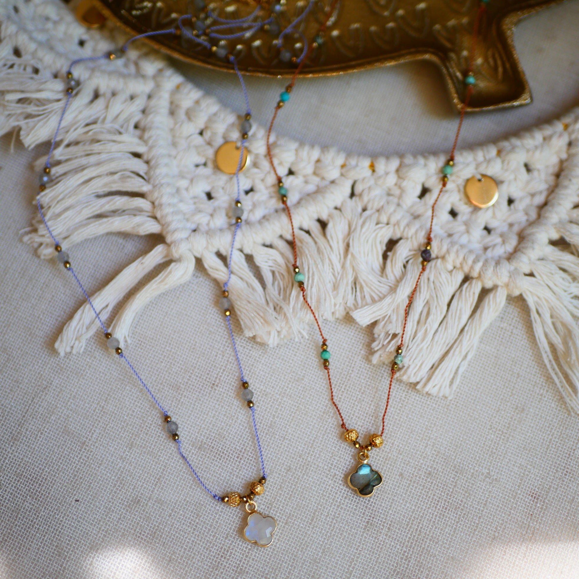 Moonstone nylon cord necklace GINANDGER Multicolored