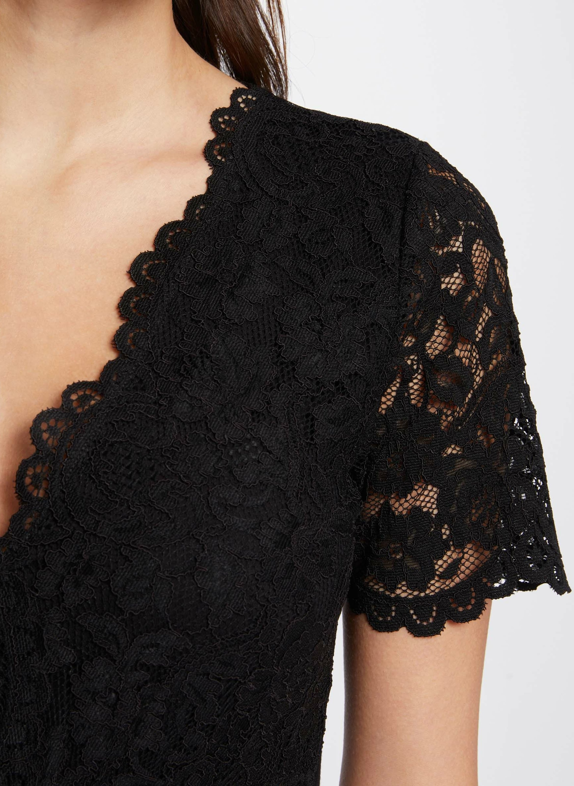 Short-sleeved lace bodysuit MORGAN Black