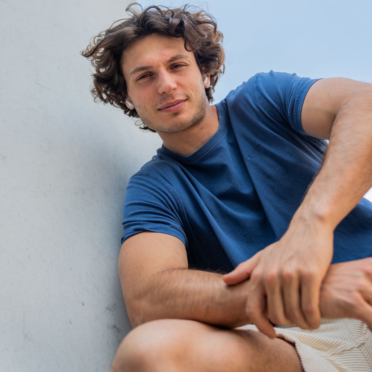 Organic cotton garment-dyed T-shirt BILLYBELT Blue