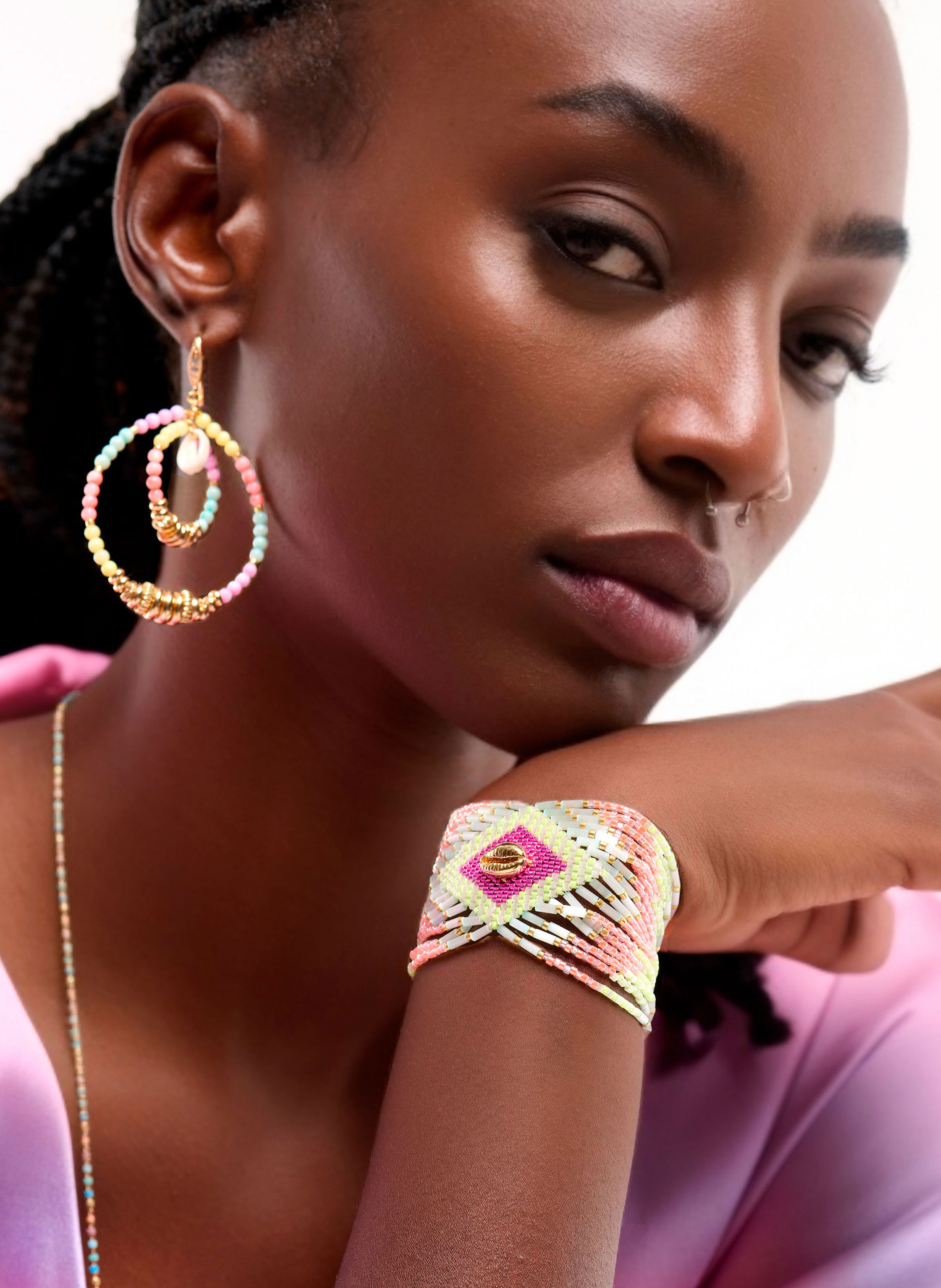 Multistrand bracelet with magnetic clasp and beads HIPANEMA Multicolored