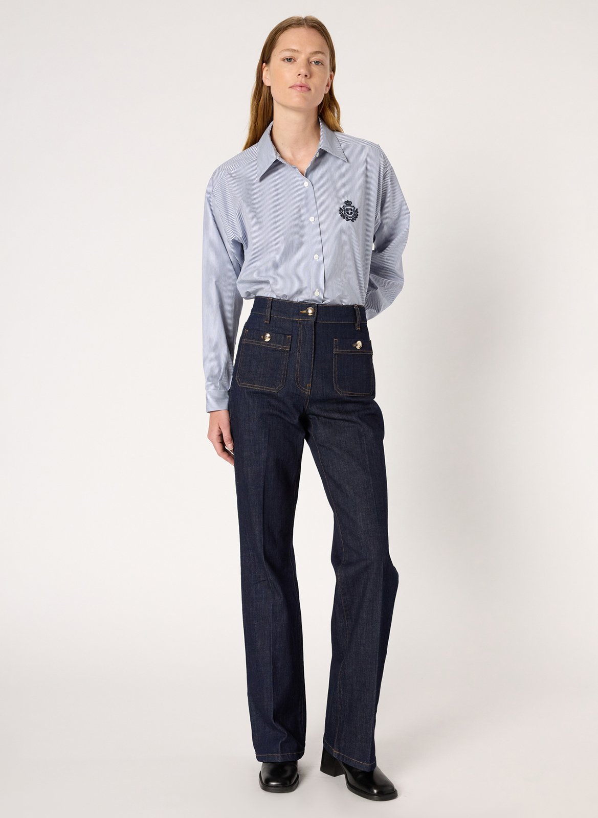 Recht, gestreept overhemd van katoen GERARD DAREL Blauw