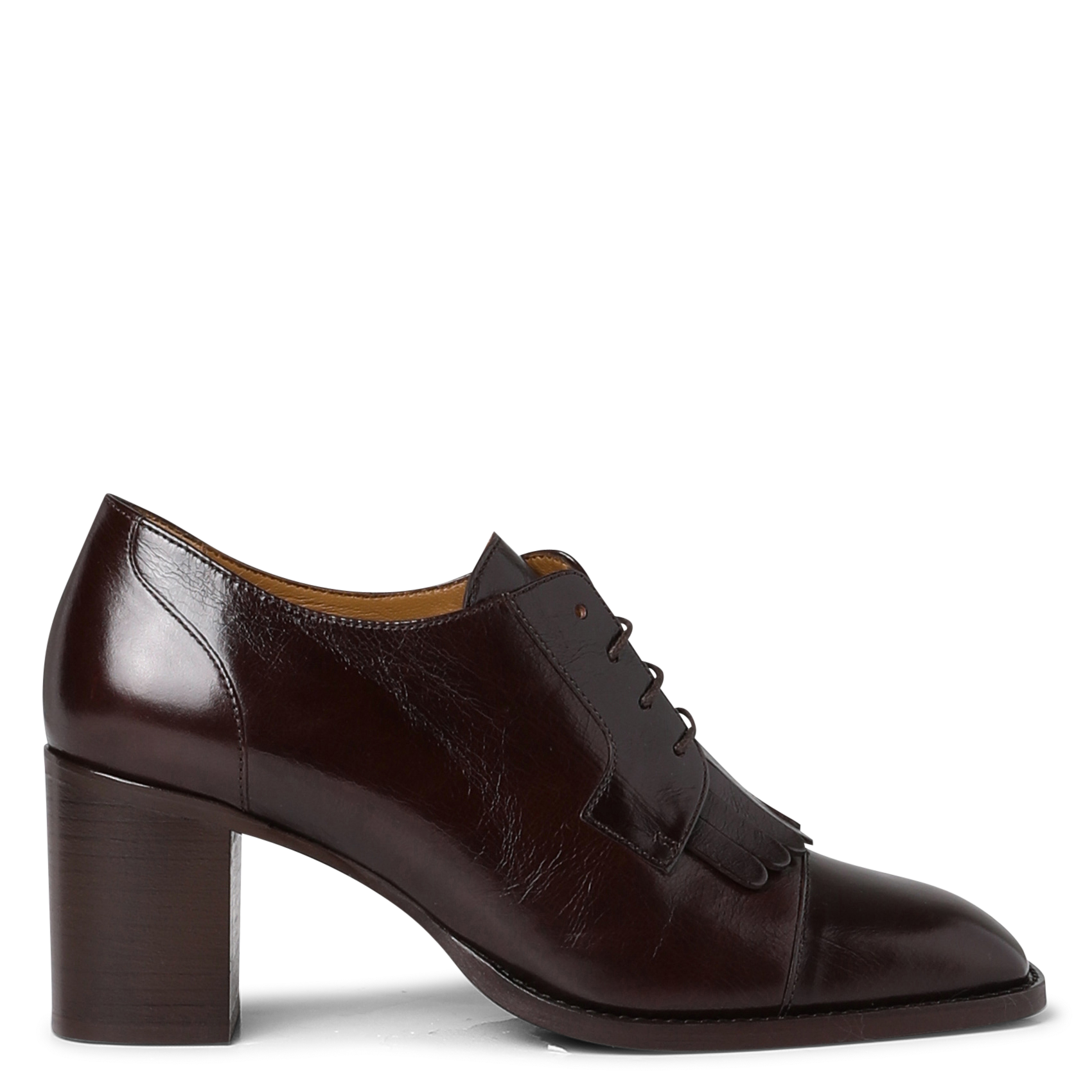 Mocassins vernis à talons en cuir MAISON 123 Marron