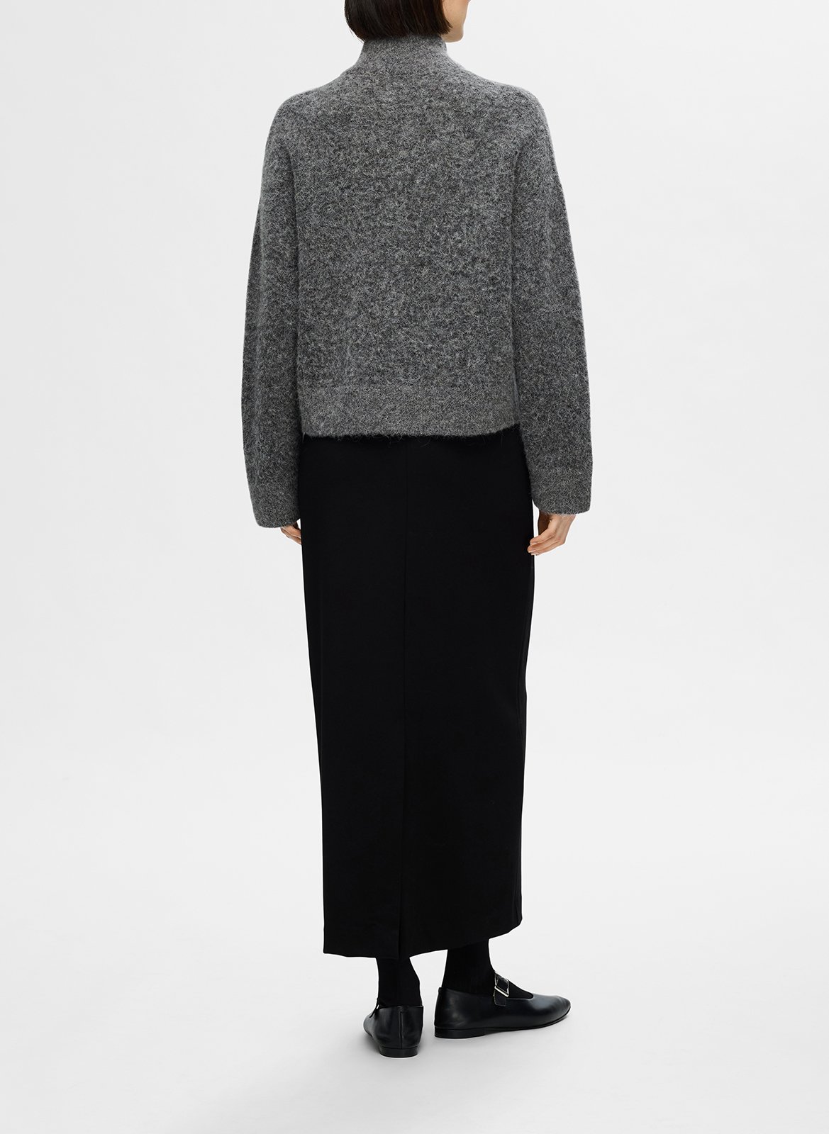 Gilet col montant en laine mélangée SELECTED Gris