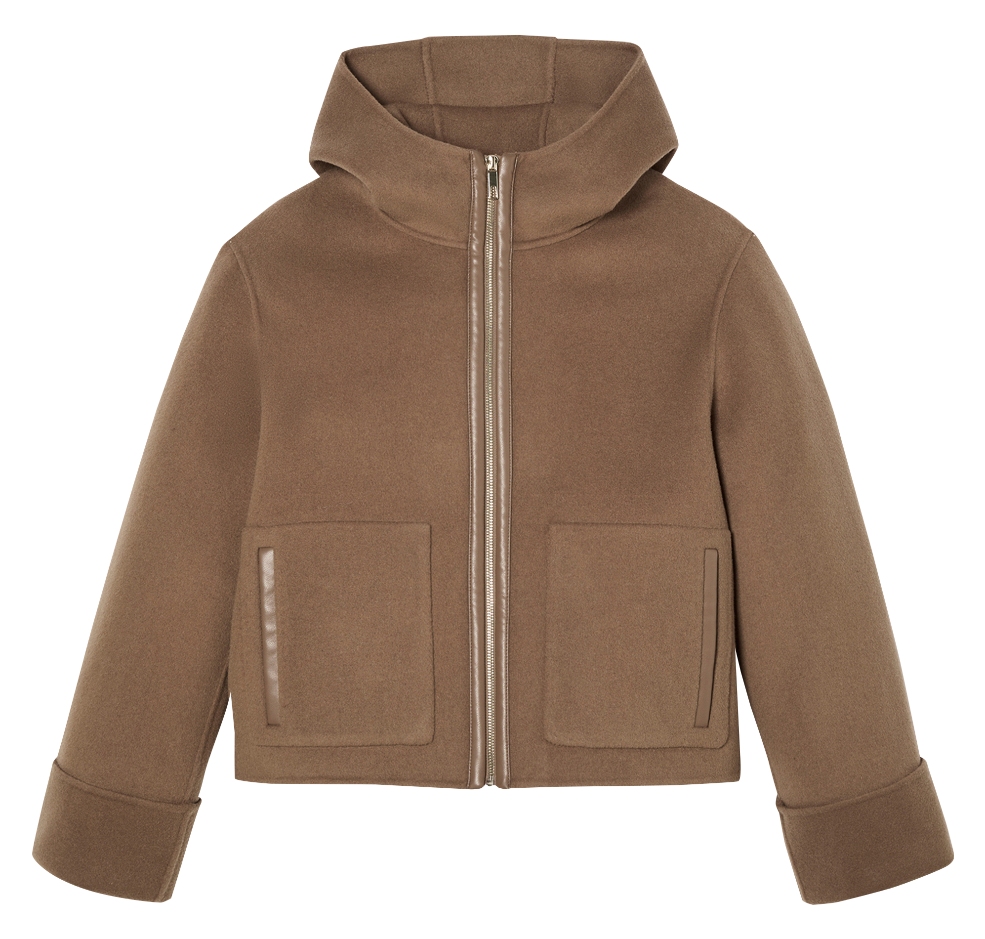 Veste à capuche oversize en laine mélangée ZAPA Marron