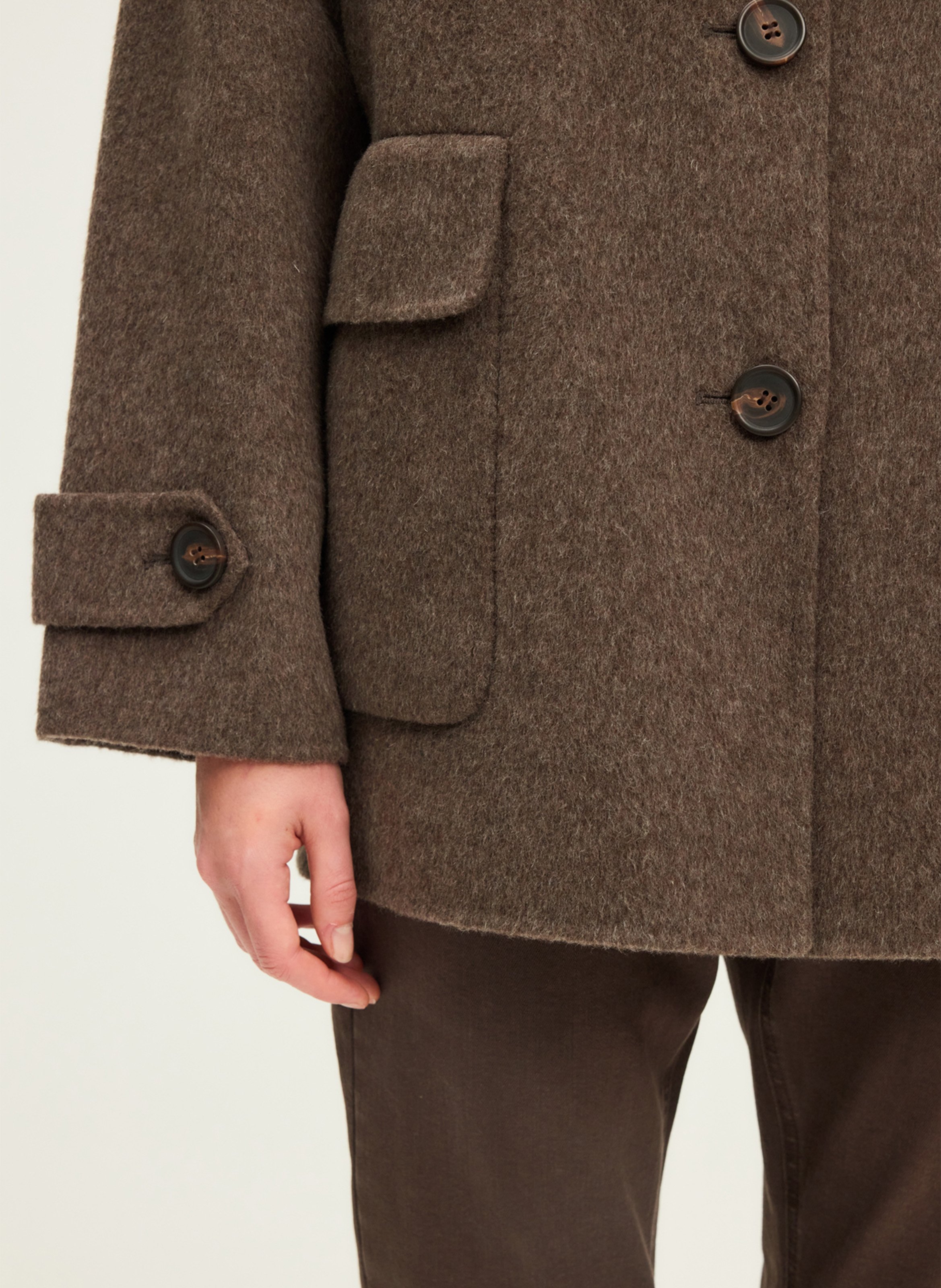 Solid color double-face wool coat PABLO Brown