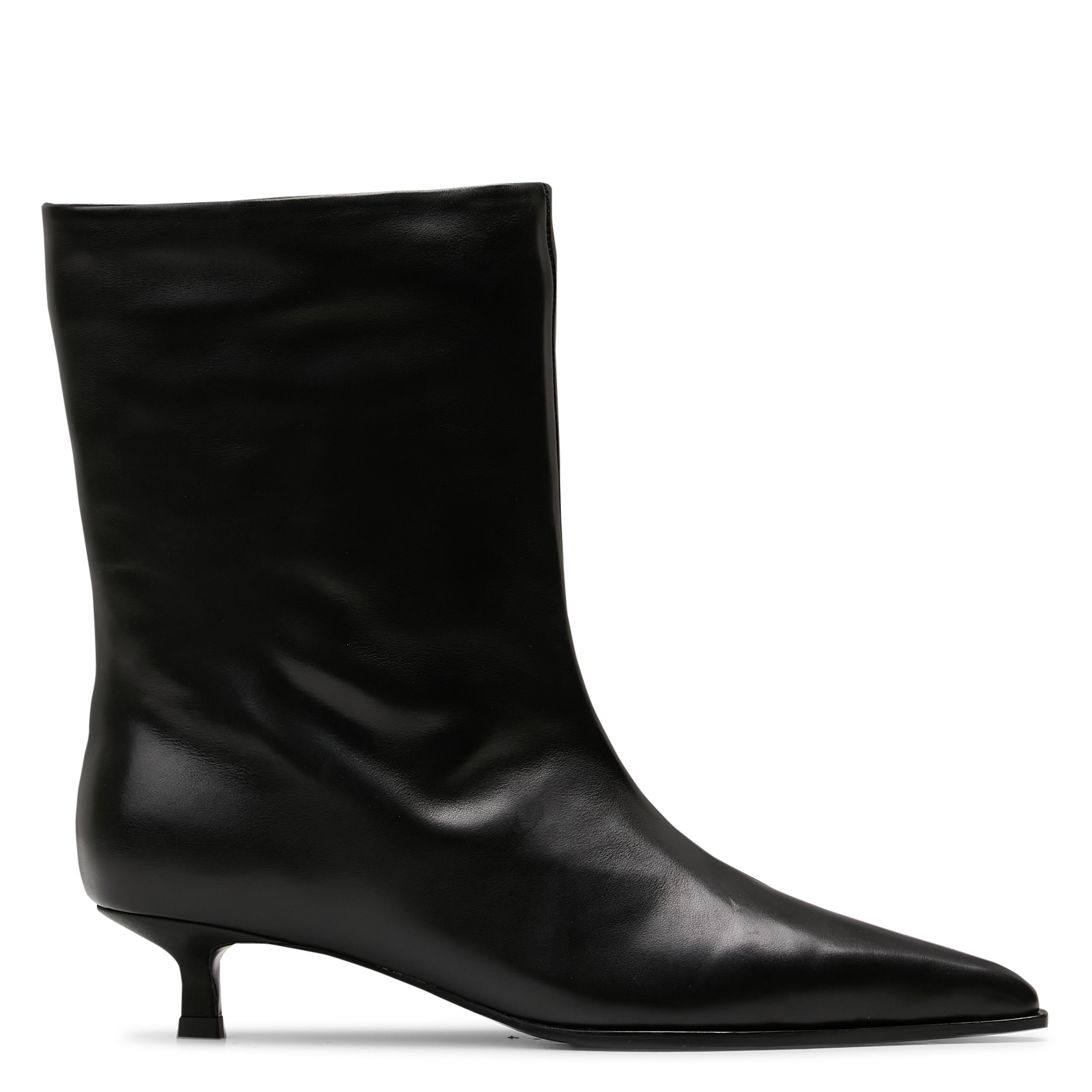 Bottines à petits talons en cuir MI/MAI Noir