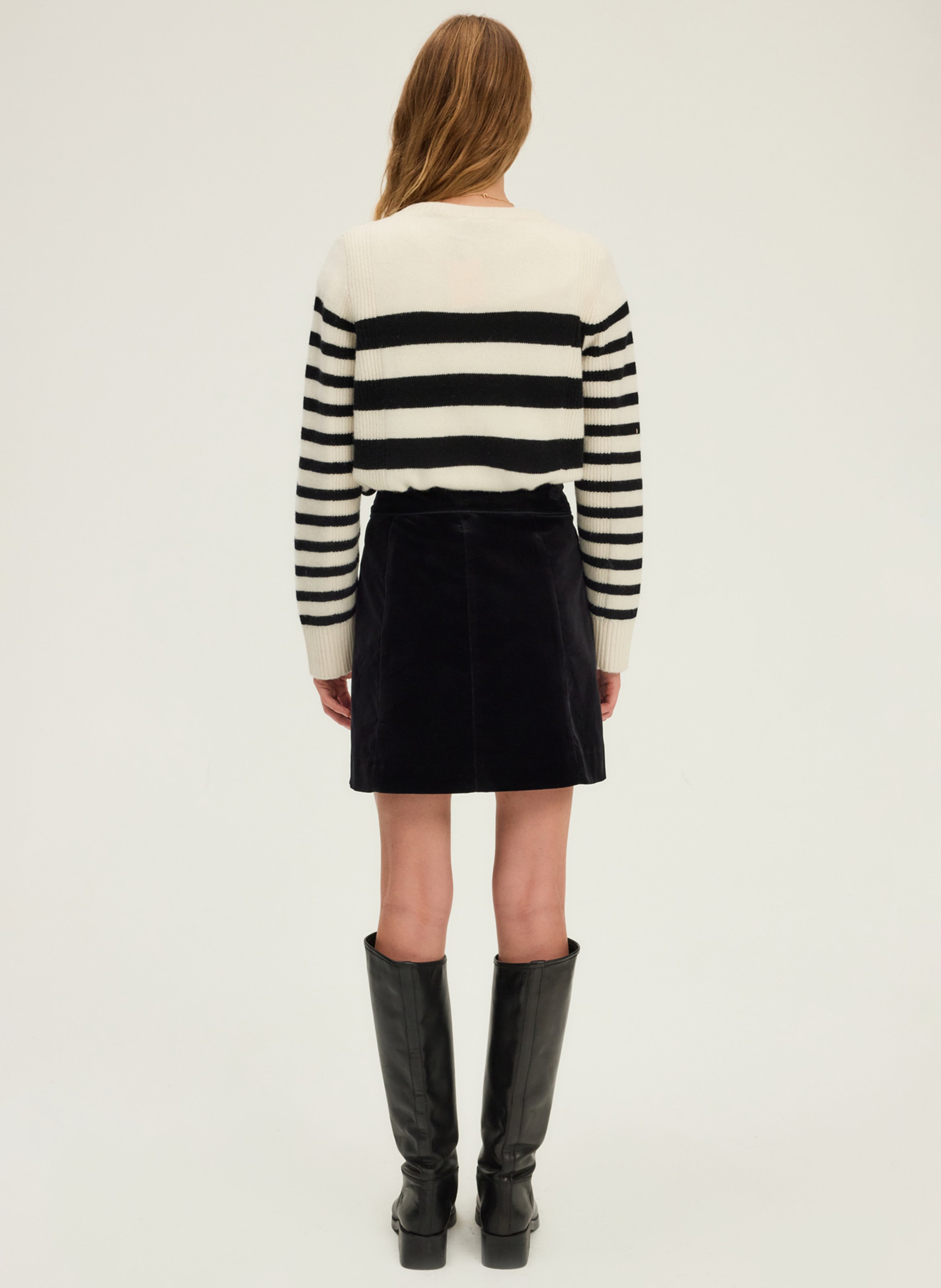 Jupe courte en velours côtelée PABLO Noir