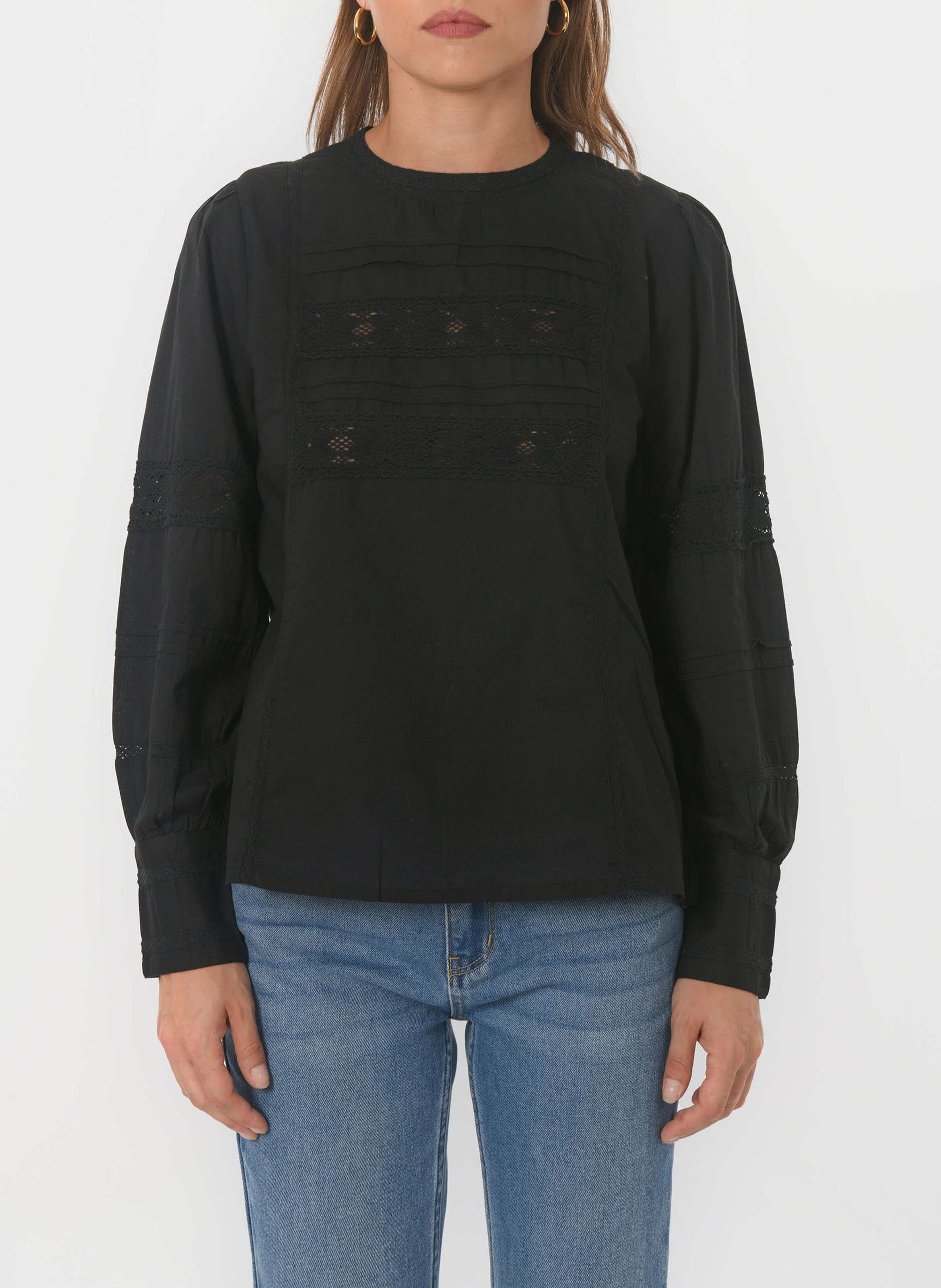 Rechte blouse met ronde hals van katoen KOOKAI