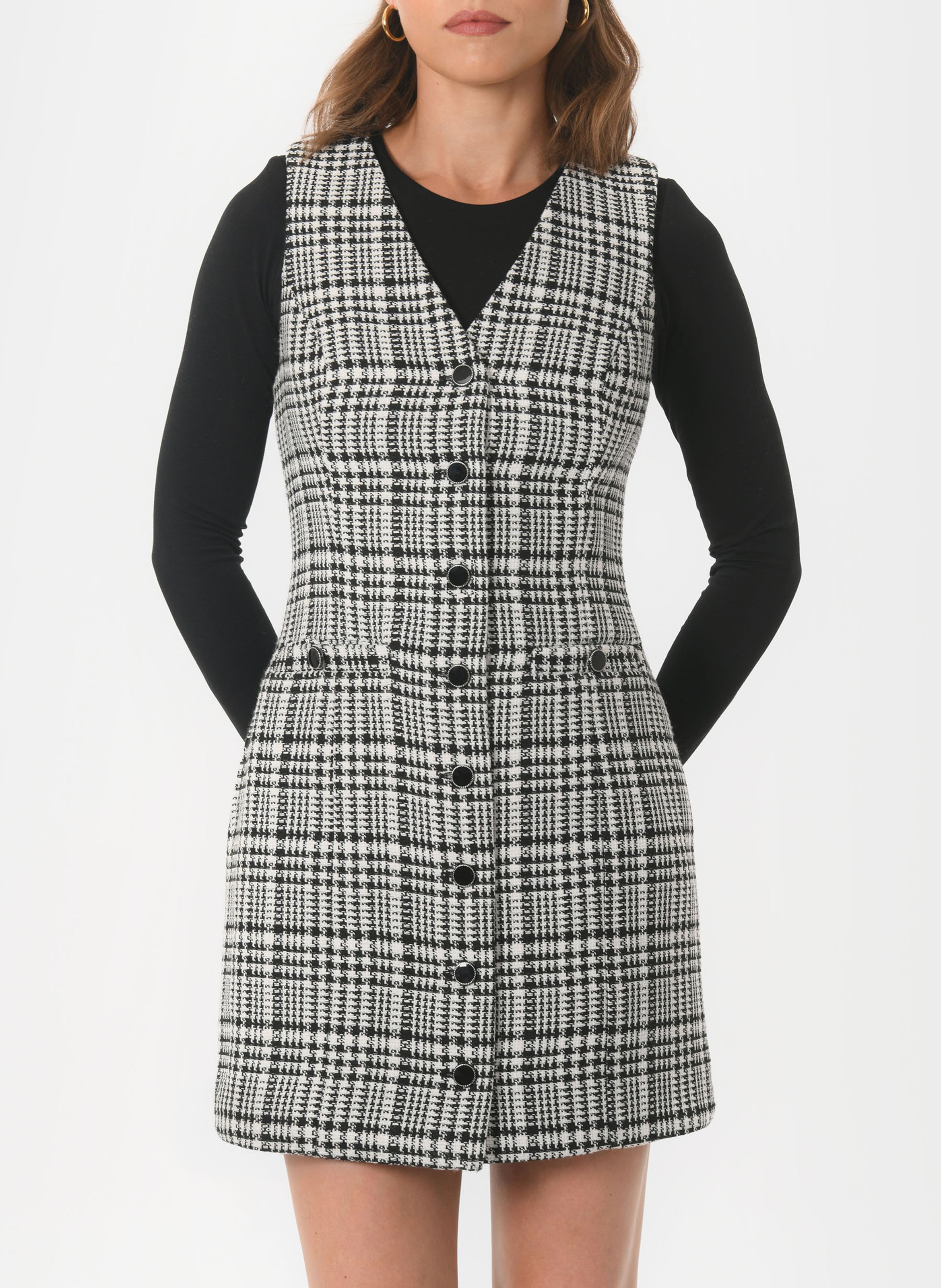 Korte jurk met V-hals en print KOOKAI Black