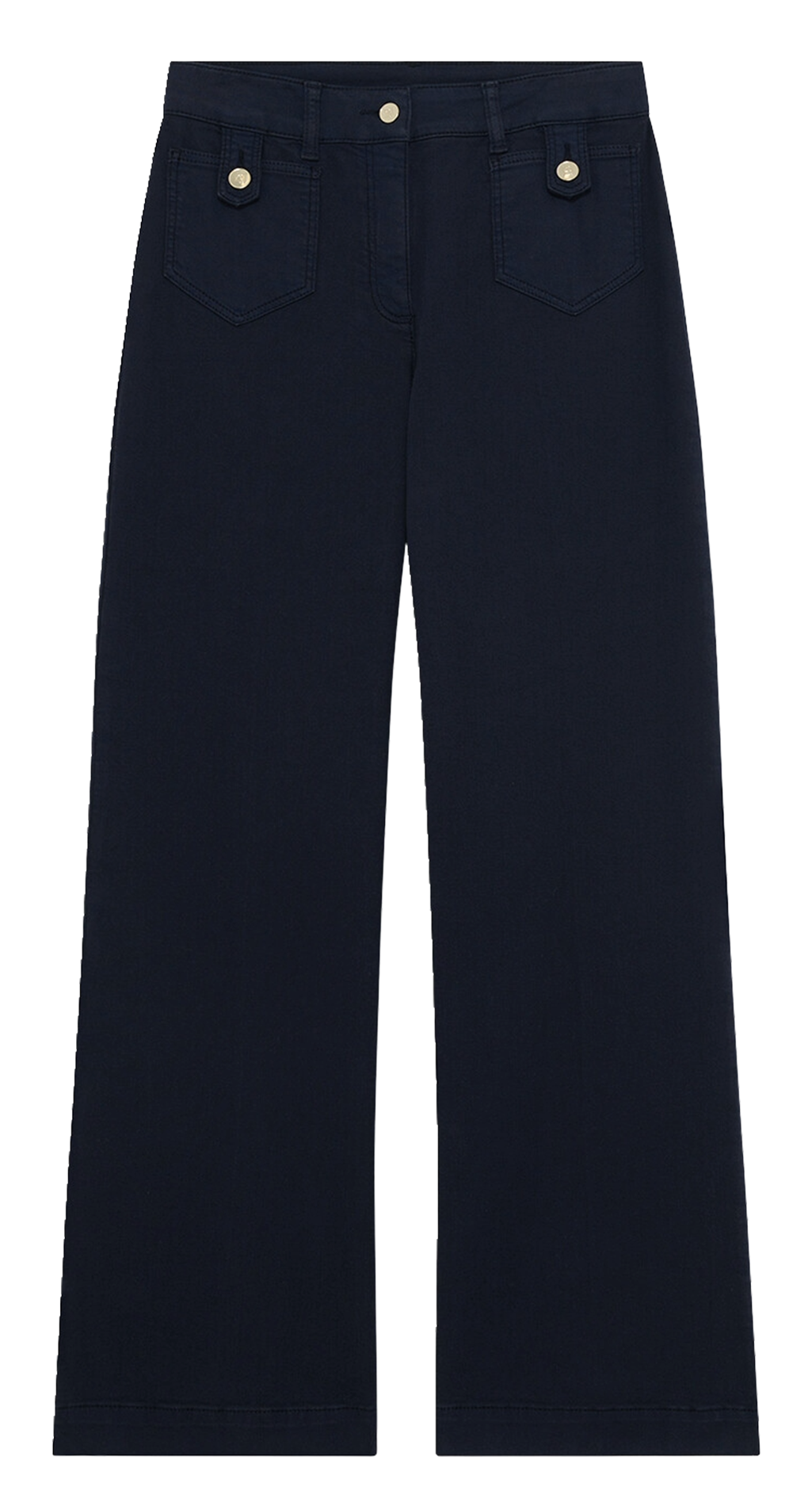 Wide leg solid color pants with pockets CAROLL Blue