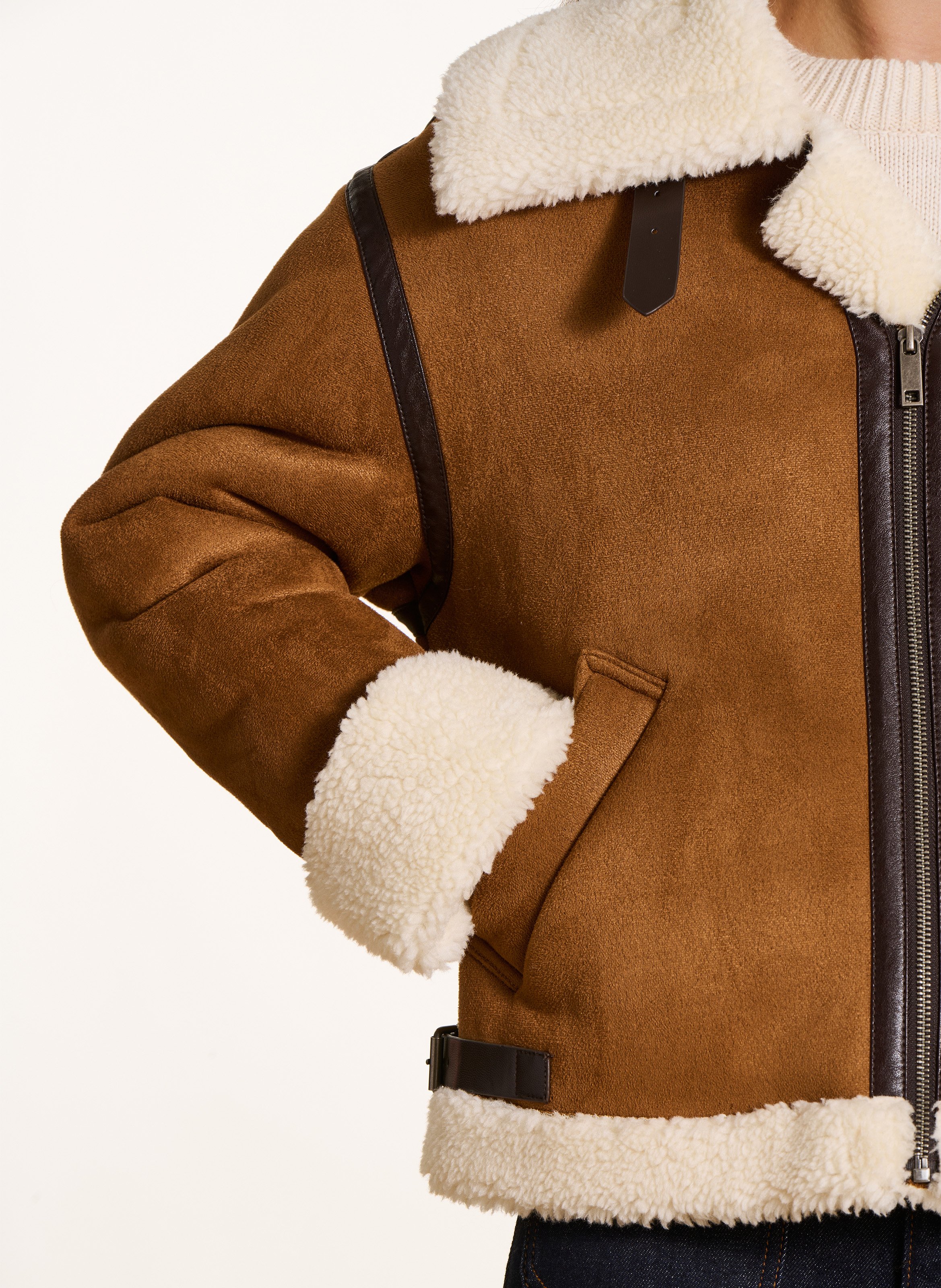 Blouson bombardier effet cuir velours  LA FEE MARABOUTEE Marron