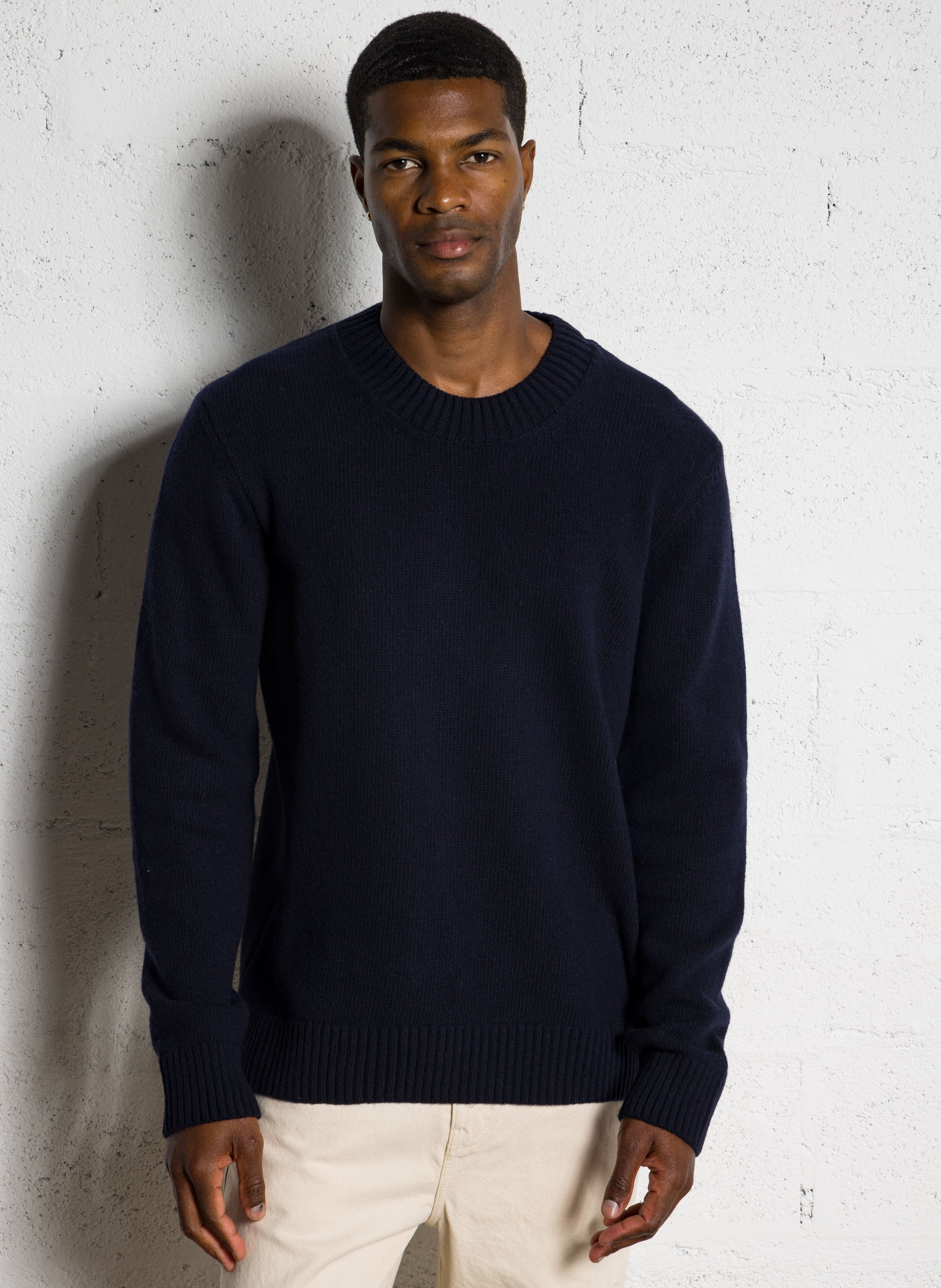 Round-neck wool-blend straight-cut sweater AU PRINTEMPS PARIS Blue