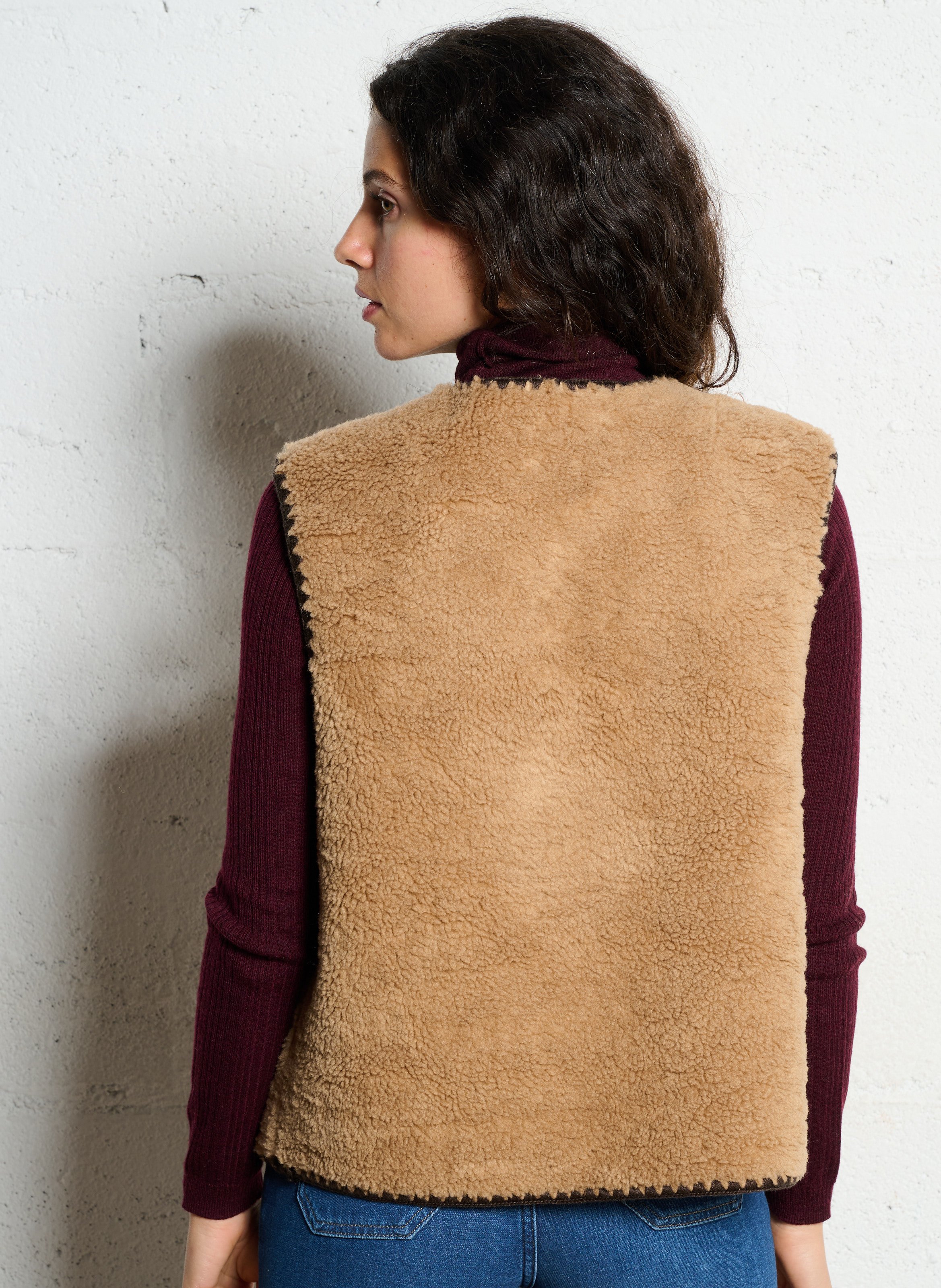 Veste col rond en sherpa SUD EXPRESS Beige