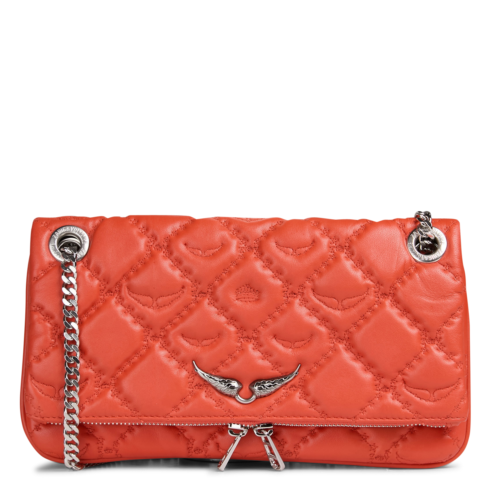 Gewatteerde, leren clutch ZADIG&VOLTAIRE Oranje