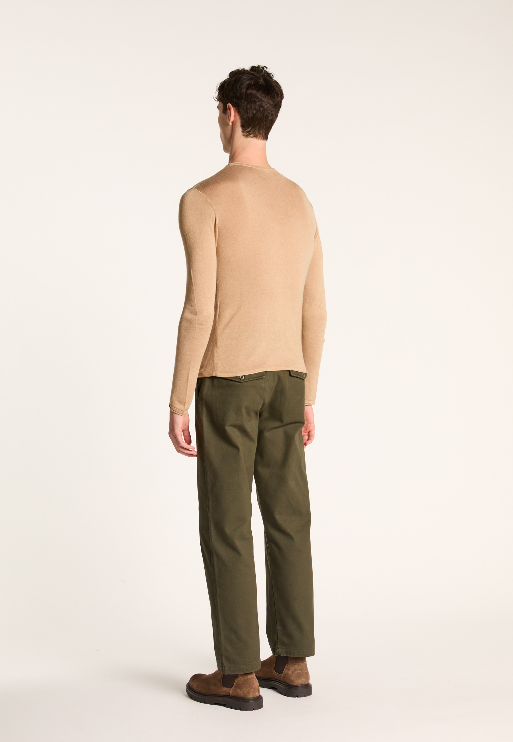 Round neck bamboo cashmere sweater MAISON MONTAGUT Brown