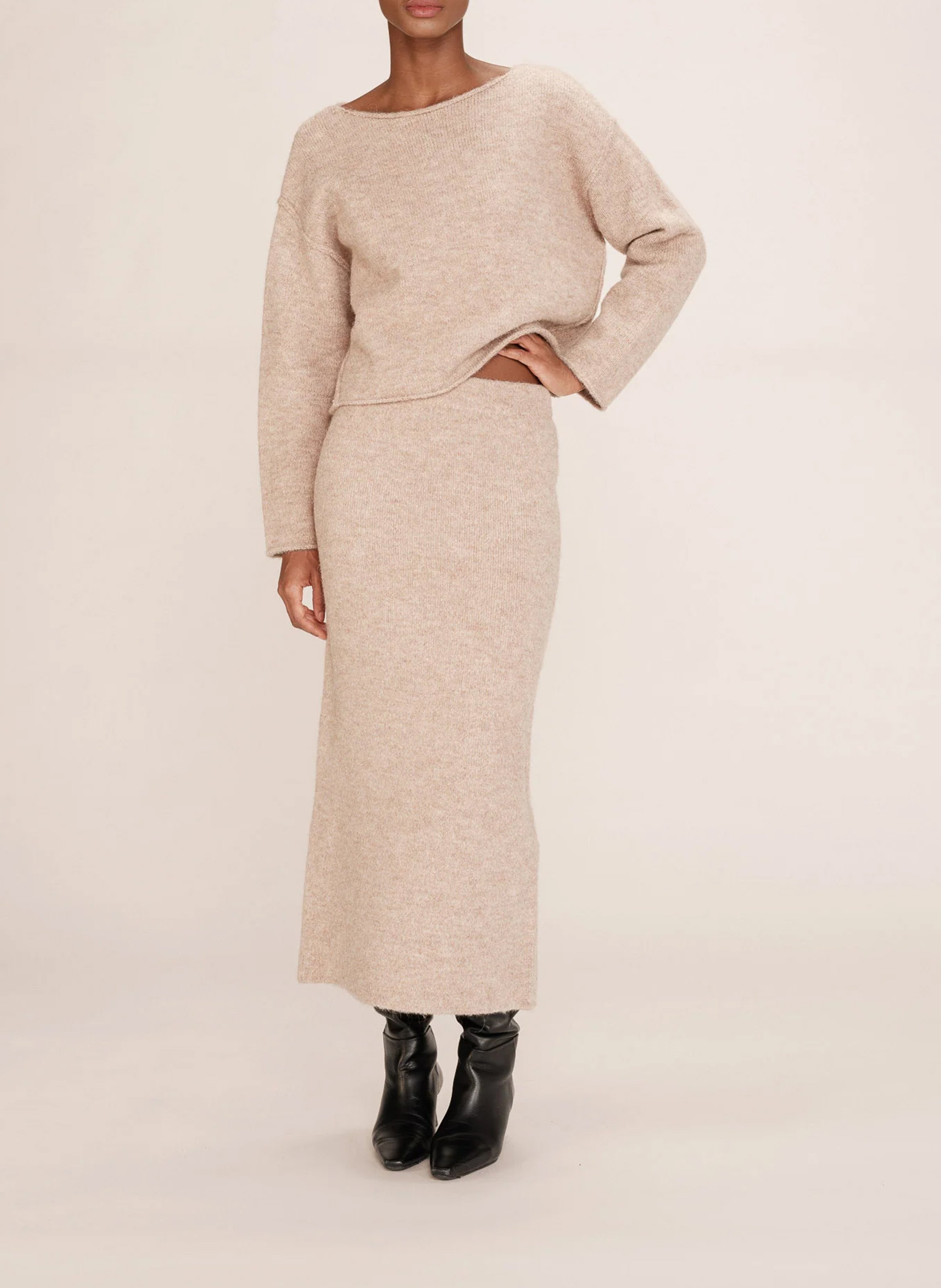 Aansluitende kokerrok in effen breisel GRACE ET MILA Bruin