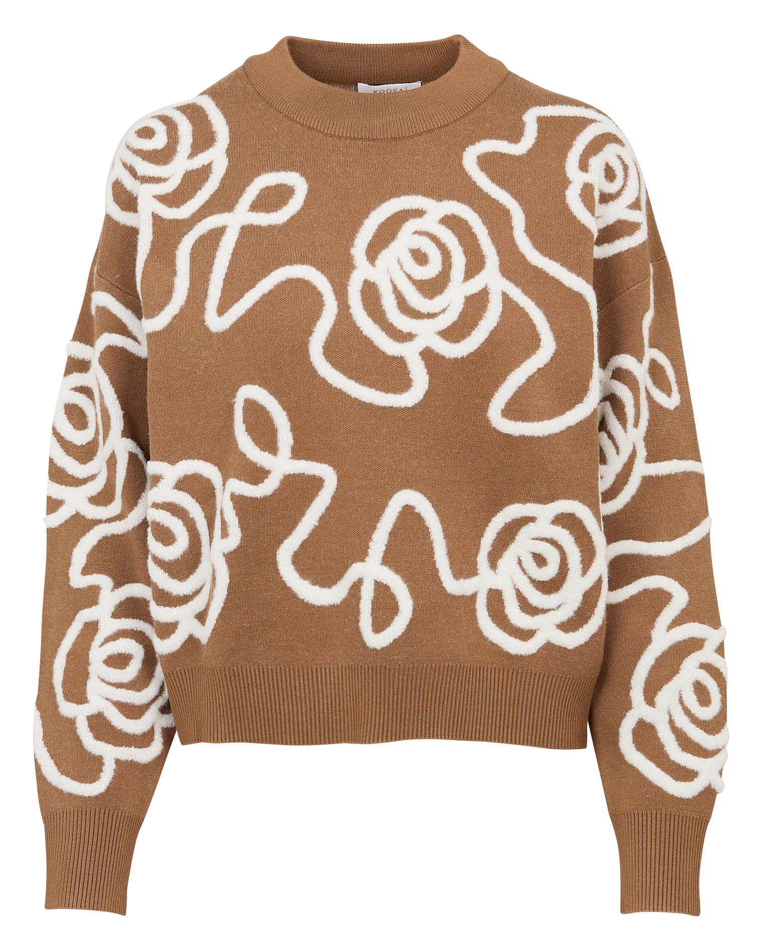 Gerade geschnittener Rundhalspullover aus Strick KOOKAI Beige