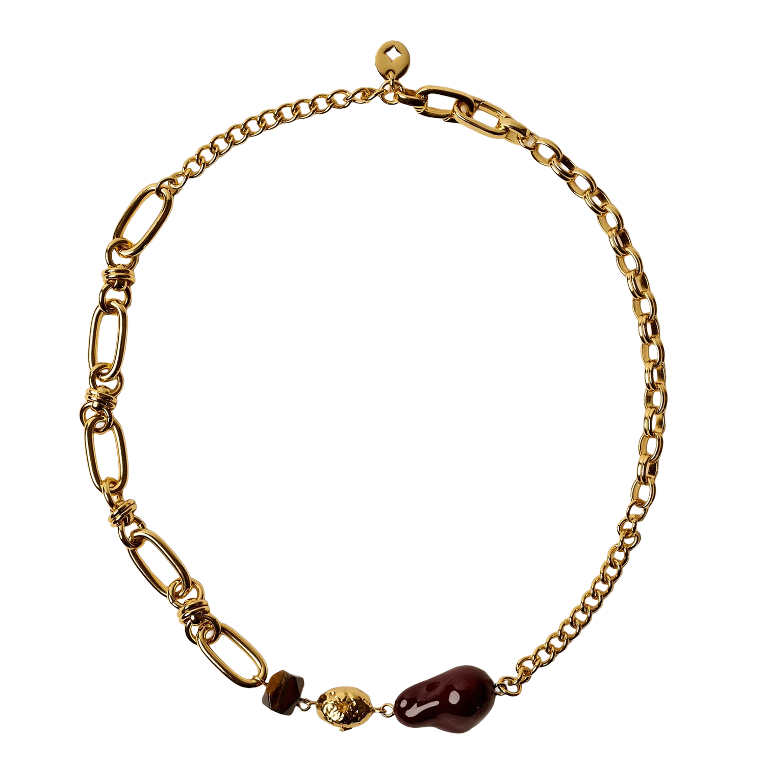 Recycled cowhide necklace SESSUN Brown