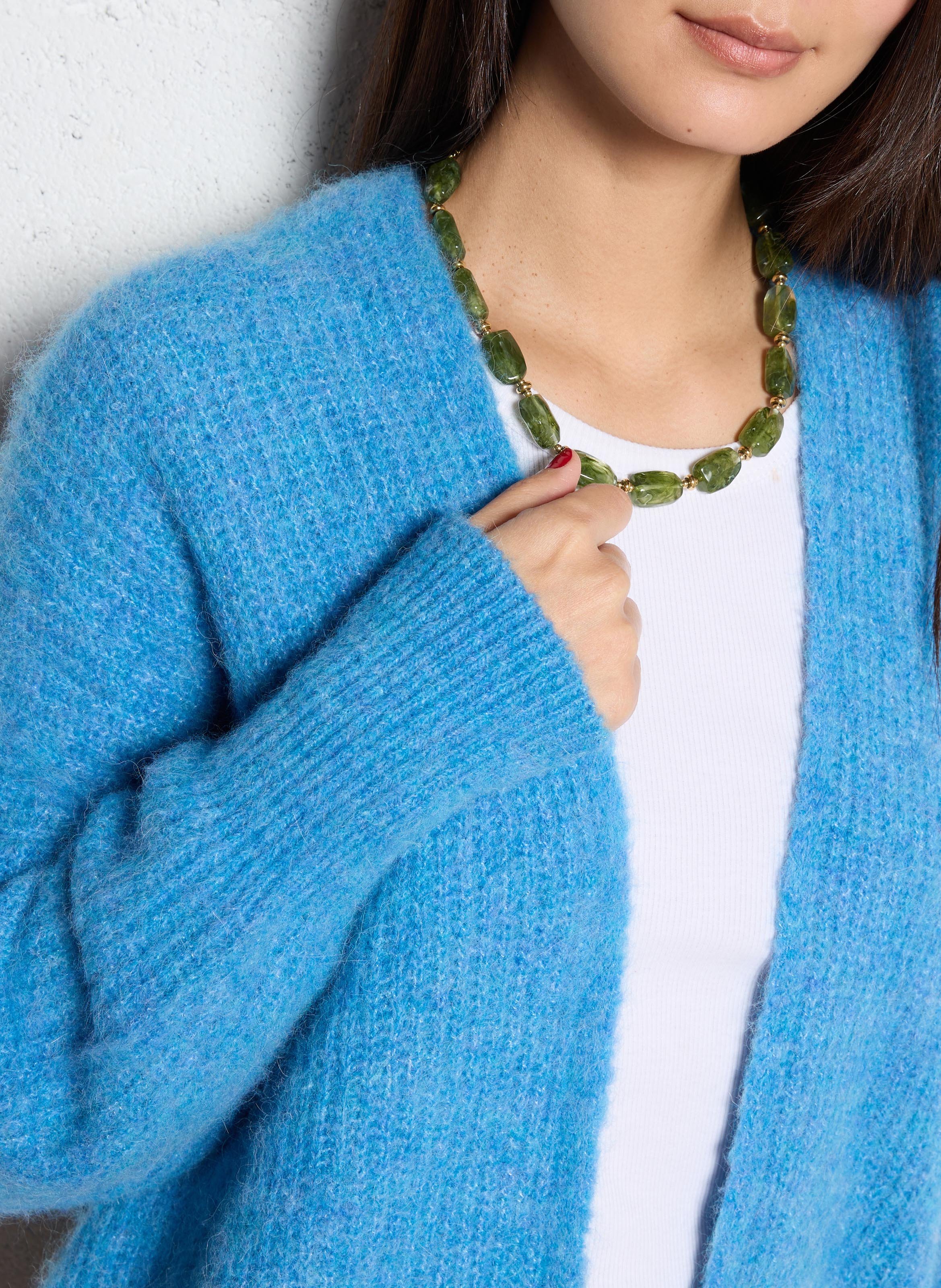 Gilet ouvert en laine et alpaga mélangé AMERICAN VINTAGE Bleu