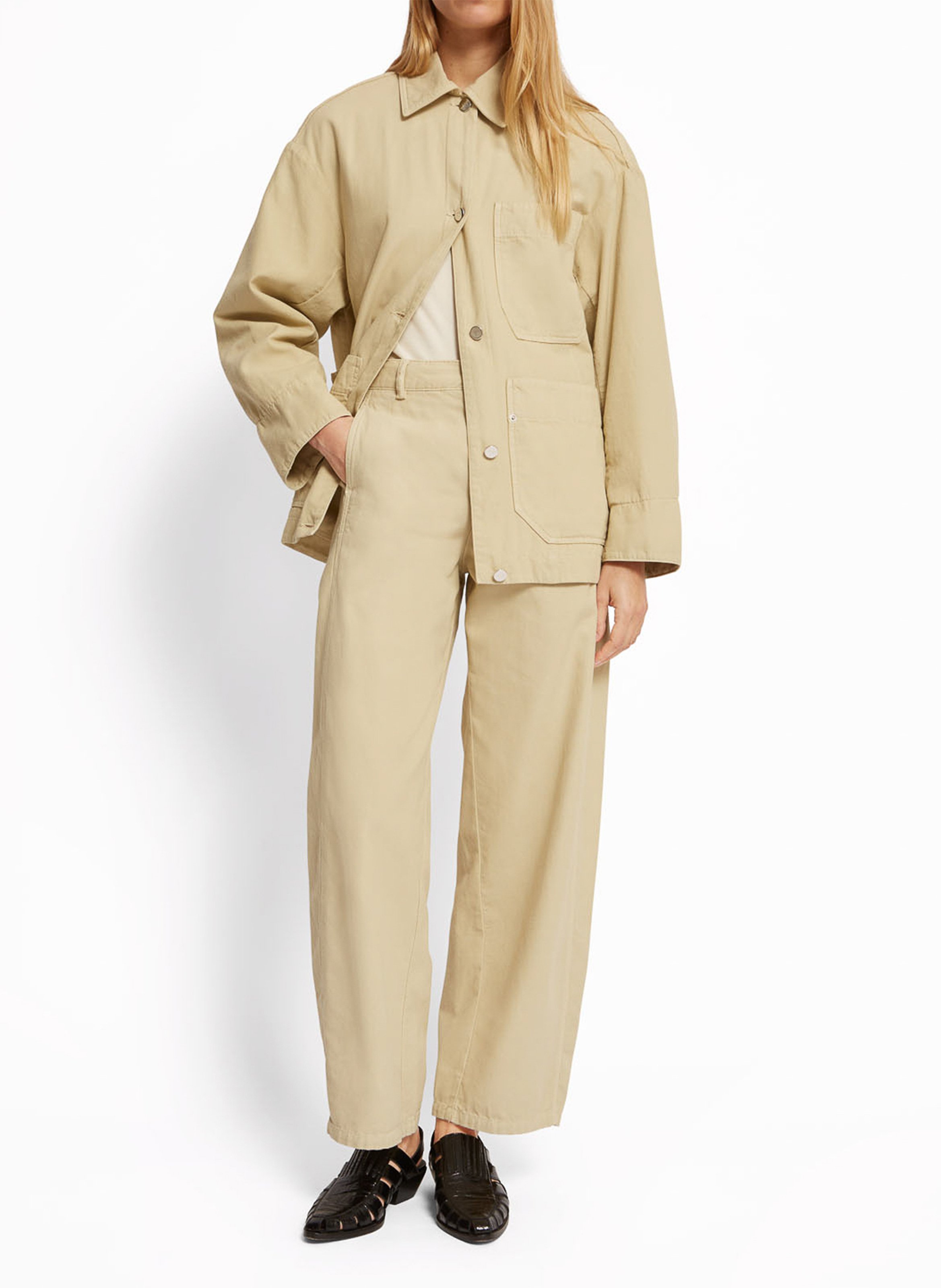 Gerade geschnittene Jacke mit klassischem Kragen aus Bio-Baumwolle ROSEANNA Beige