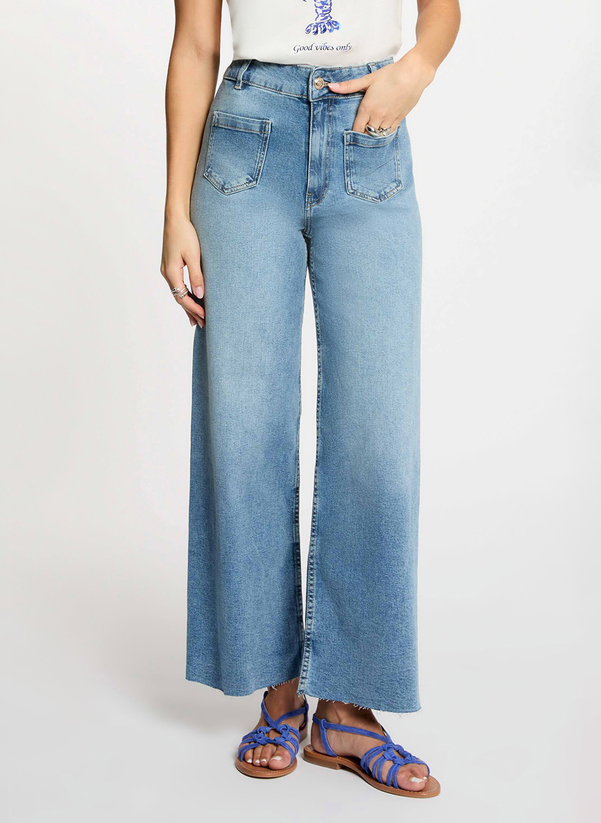 Jean large délavé MORGAN Bleu