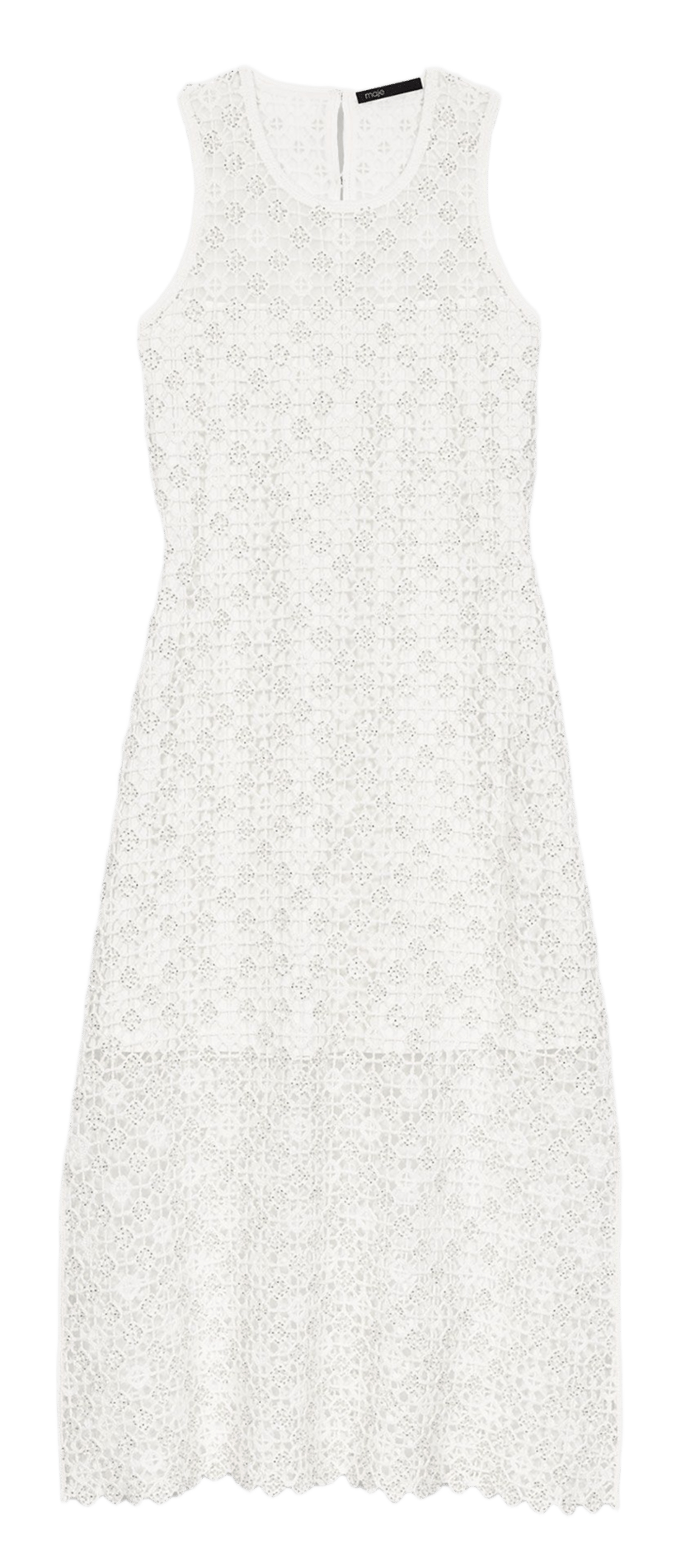 Robe midi droite col rond MAJE Blanc